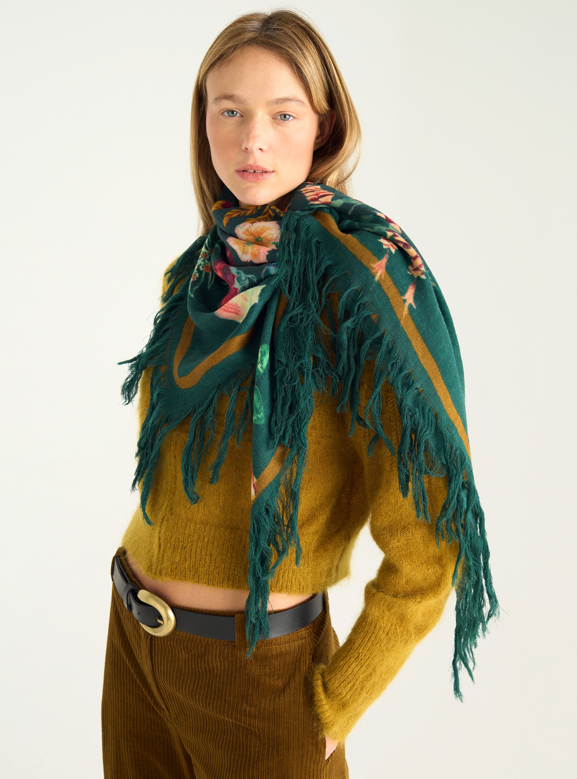 Exklusiver Wollschal mit „Bar Rock“-Aufdruck