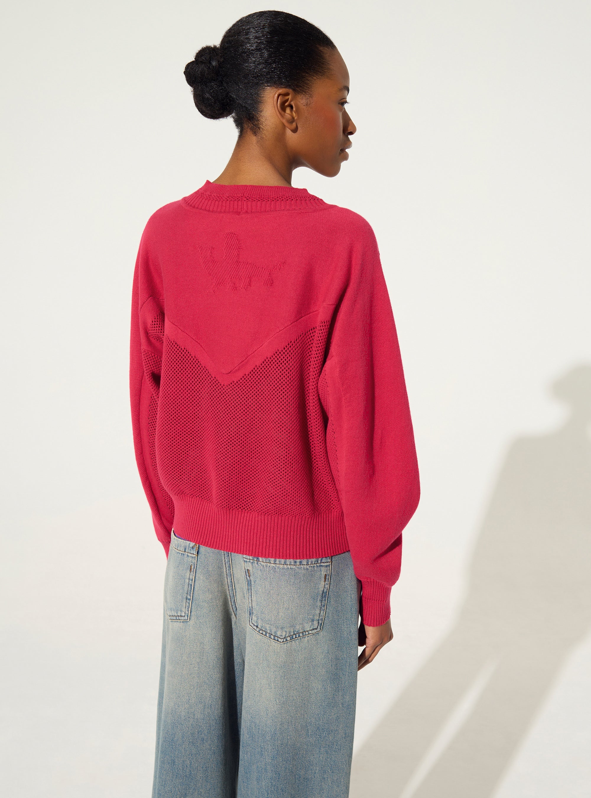 Pull en coton et cachemire rouge