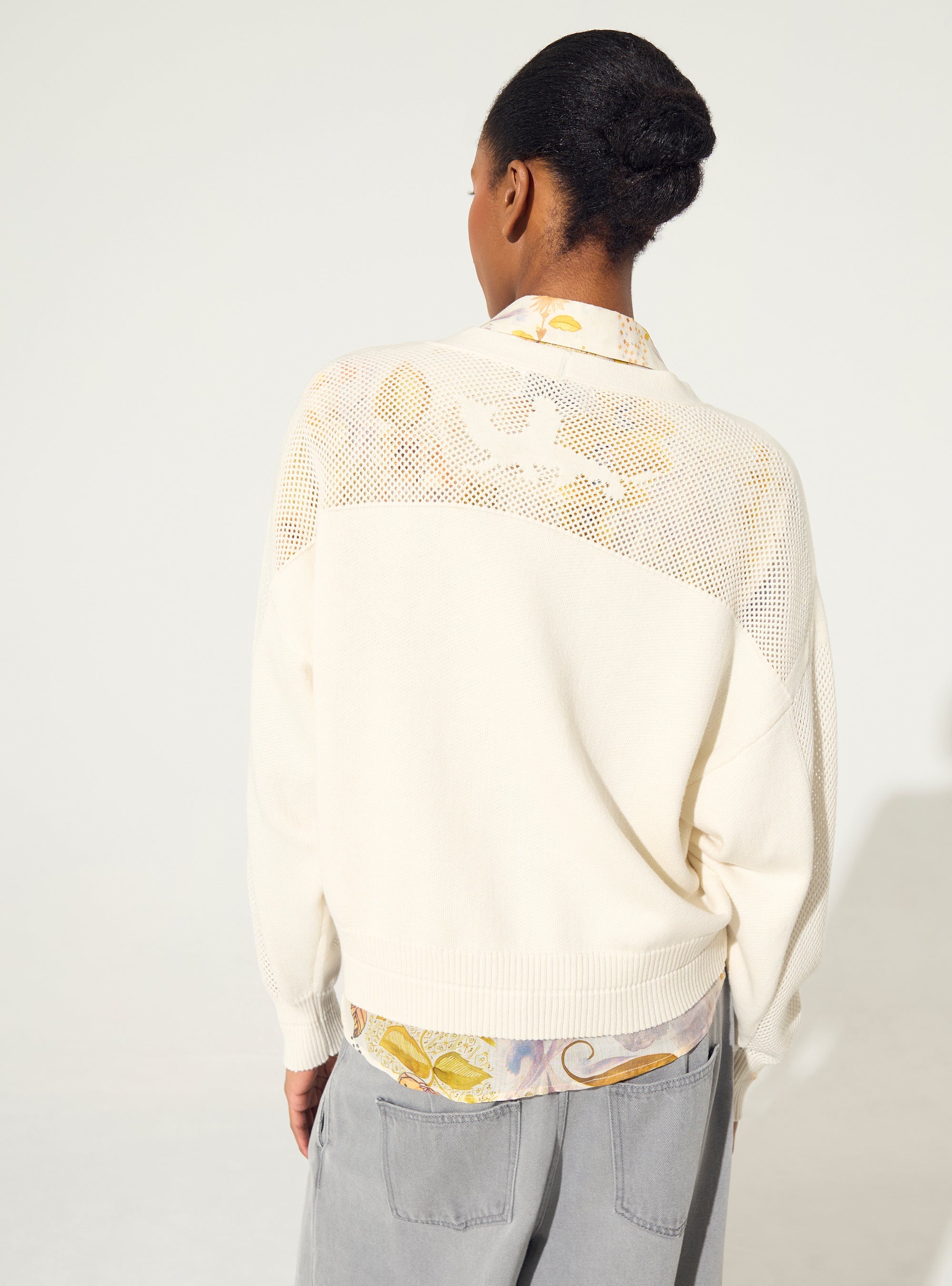 Cardigan en coton et cachemire blanc