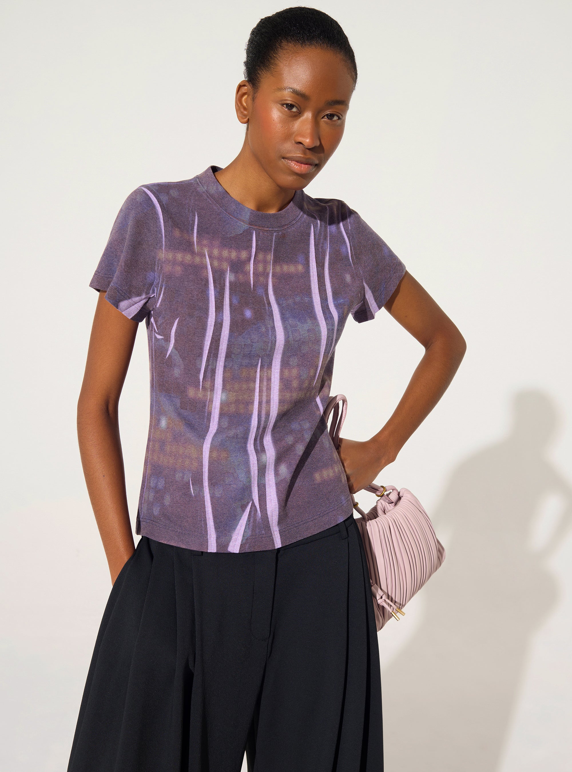 T-shirt imprimé maison violet Cotélac