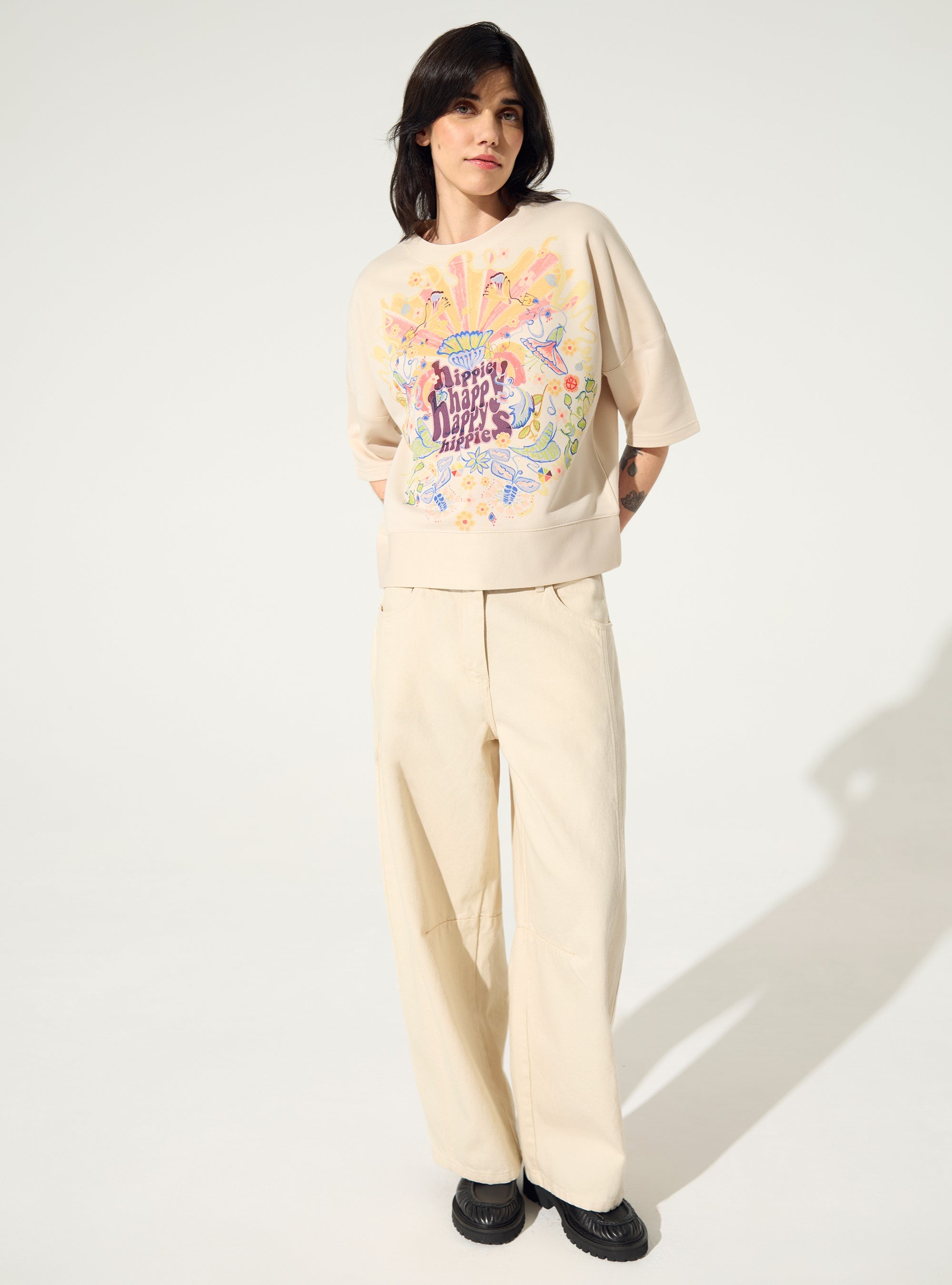 Sweat oversized XXL imprimé maison blanc Cotélac