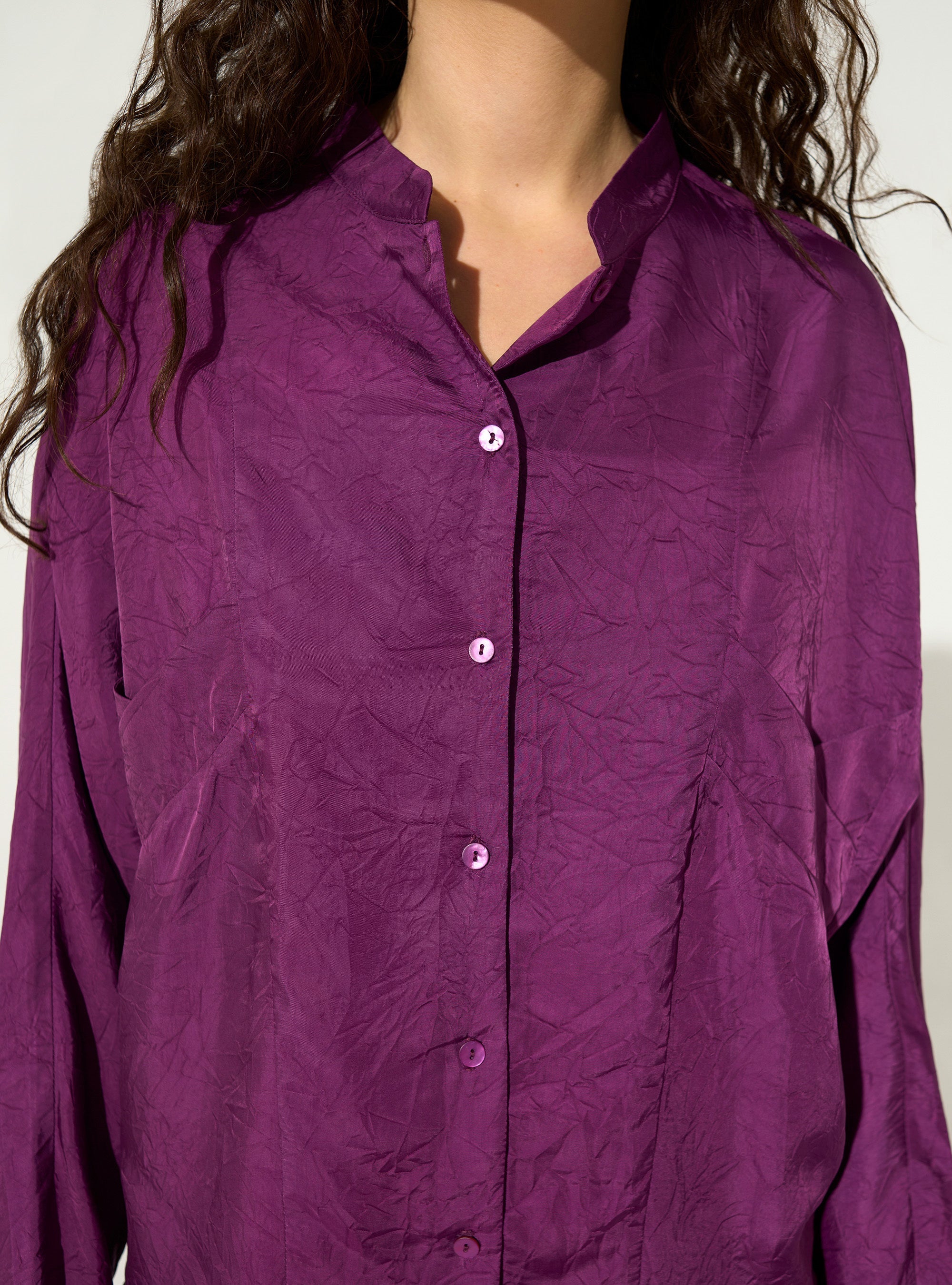Oversized purple cupro shirt