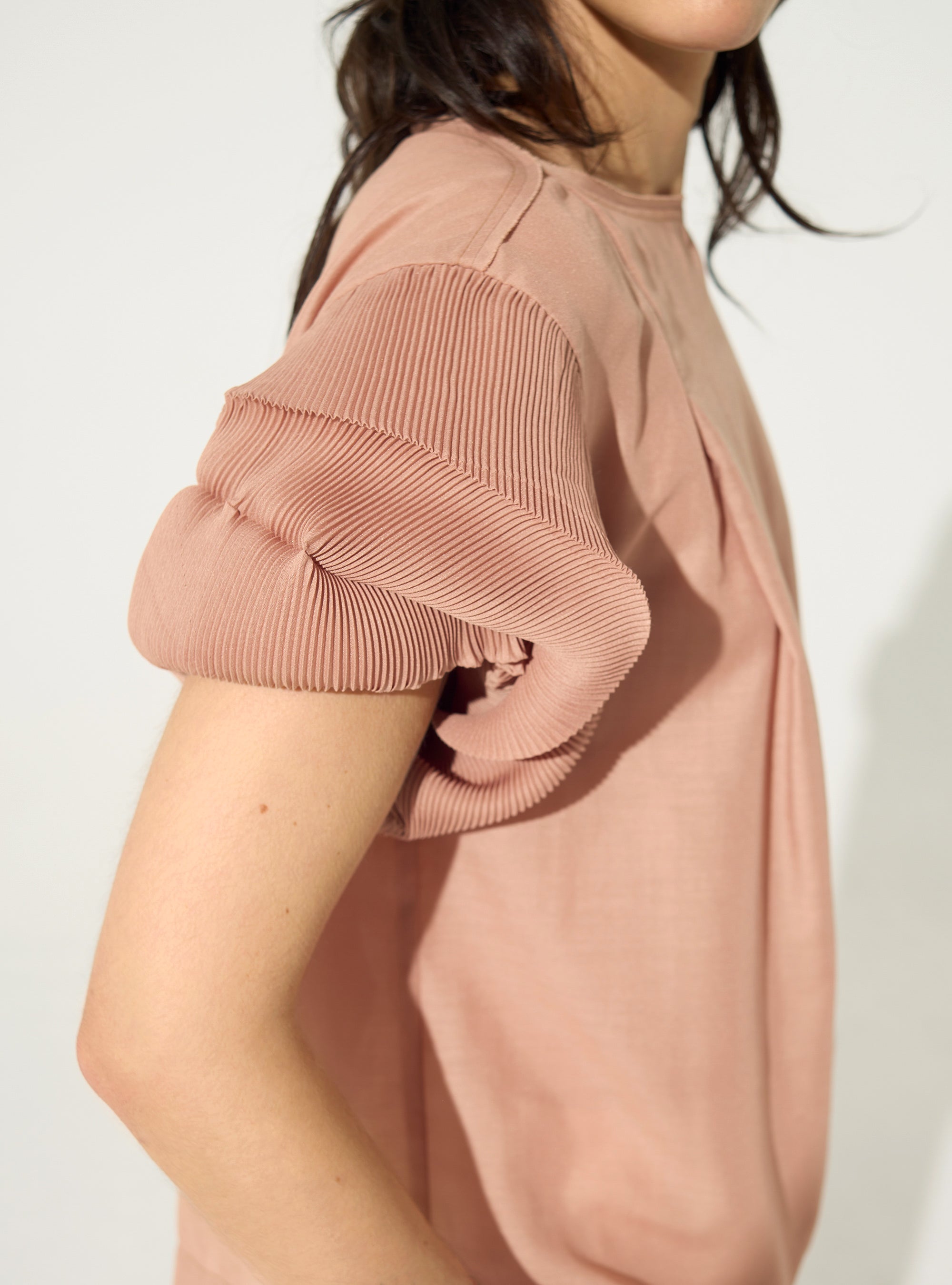 Pink pleated blouse
