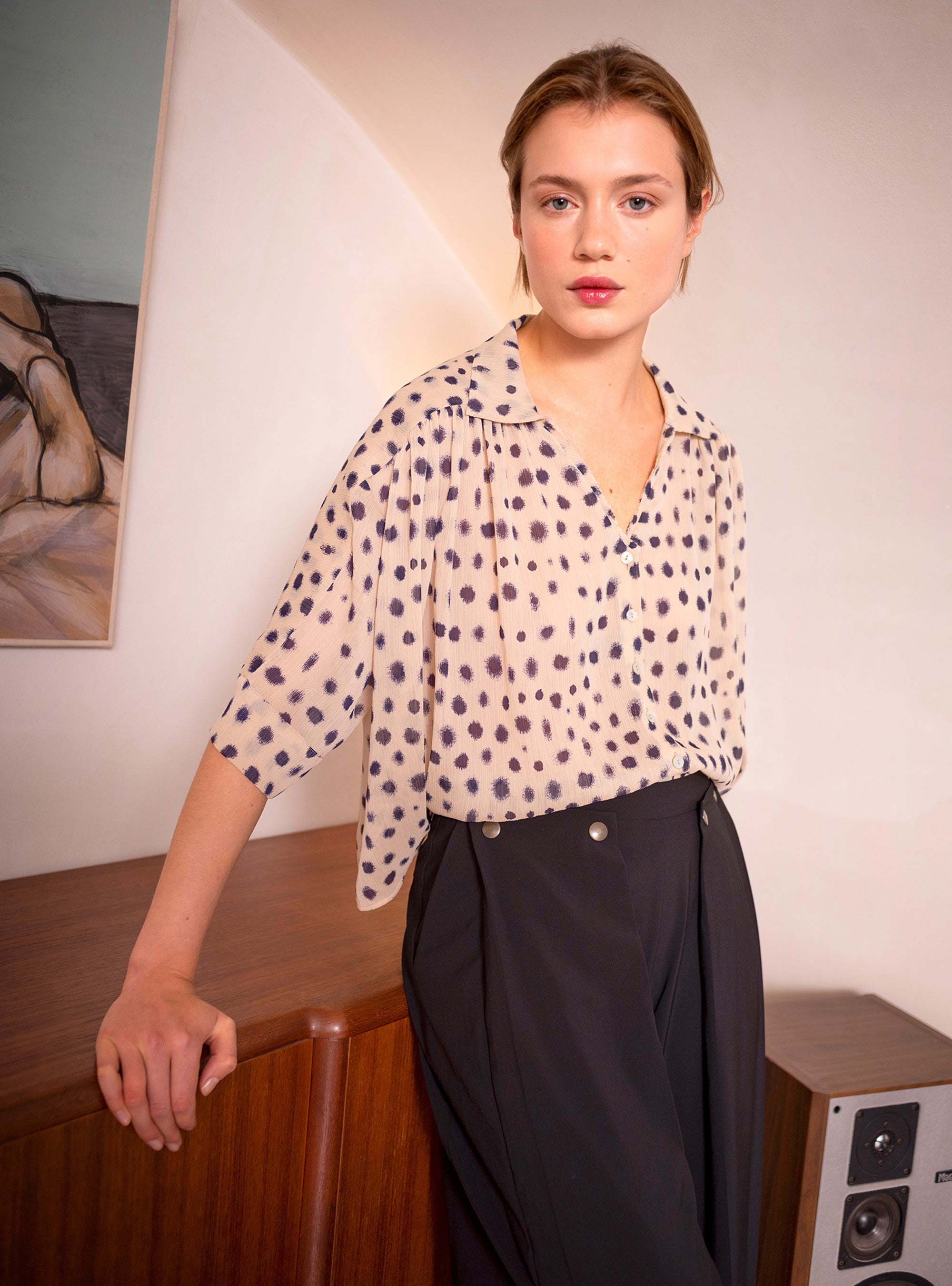 Chemise oversize XXL imprimé maison rose Cotélac