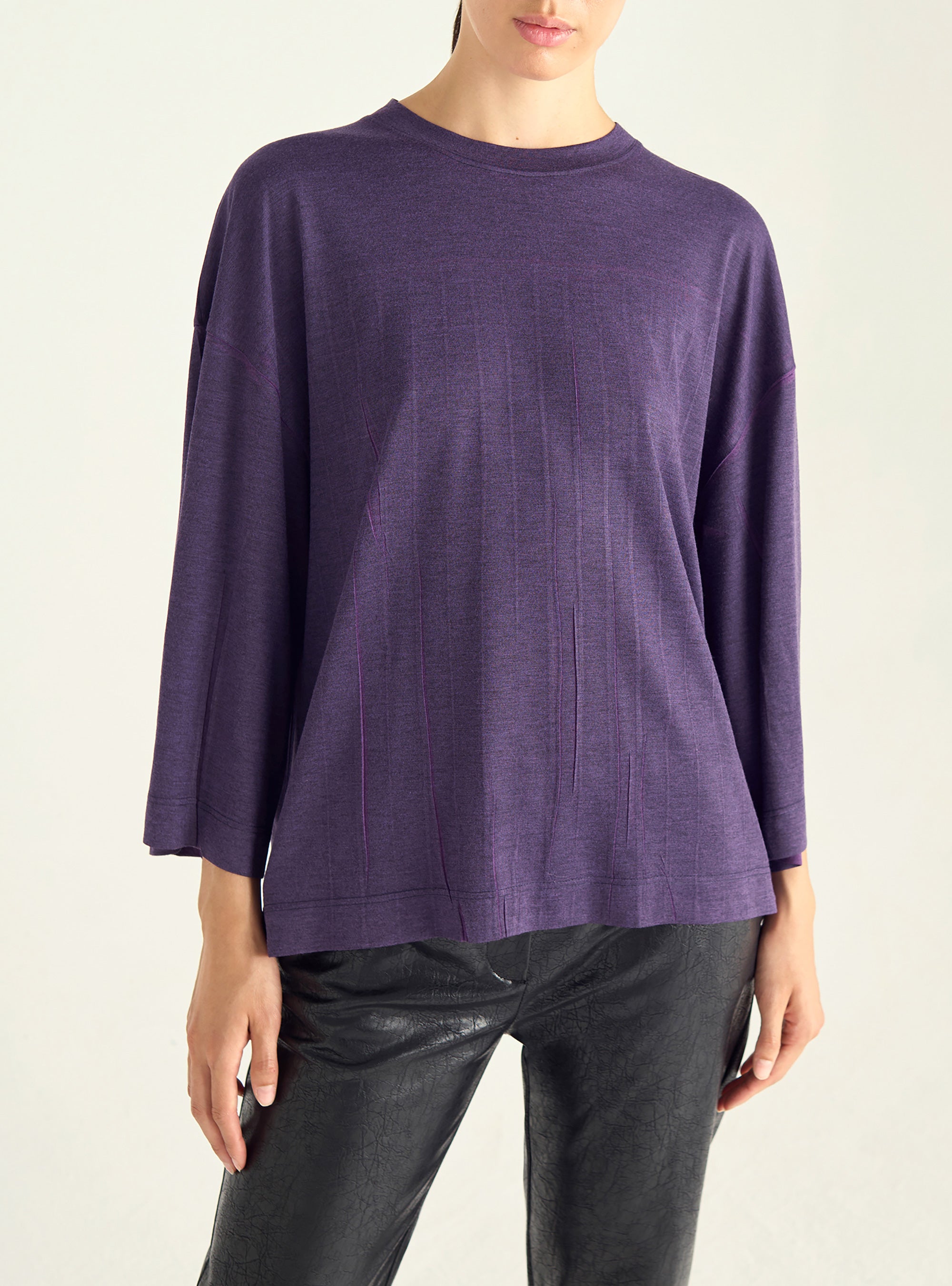 Purple pleated oversized T-shirt