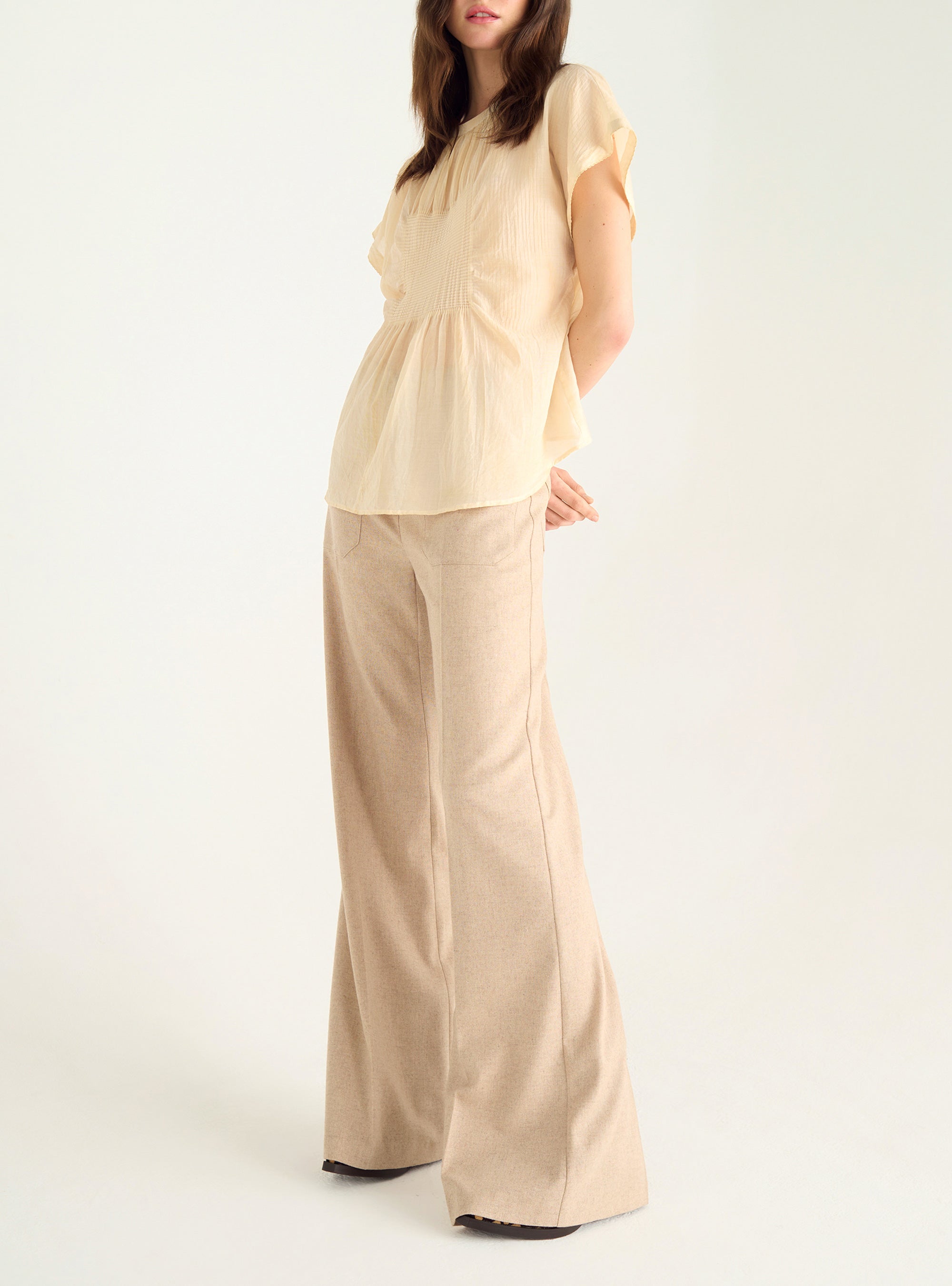 Pleated blouse in cotton voile