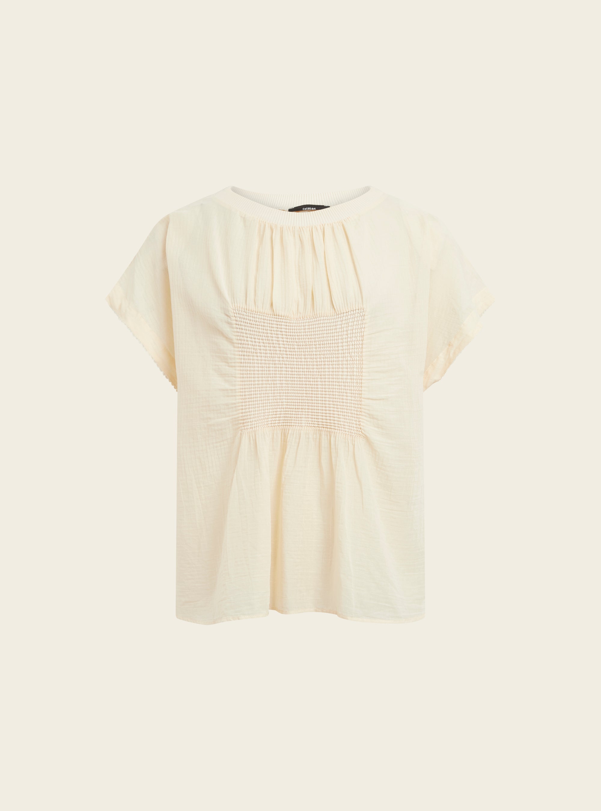 Pleated blouse in cotton voile
