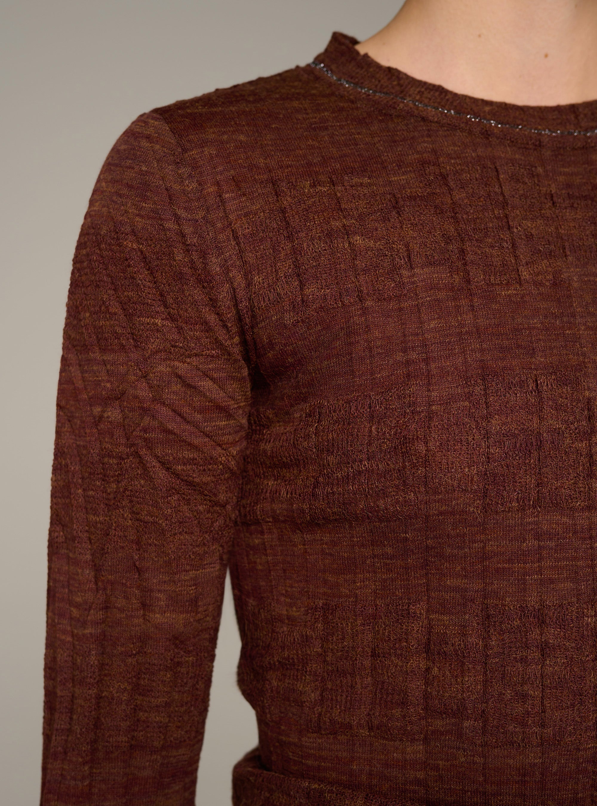 Cotélac pull plissé col rond ajusté manches longues