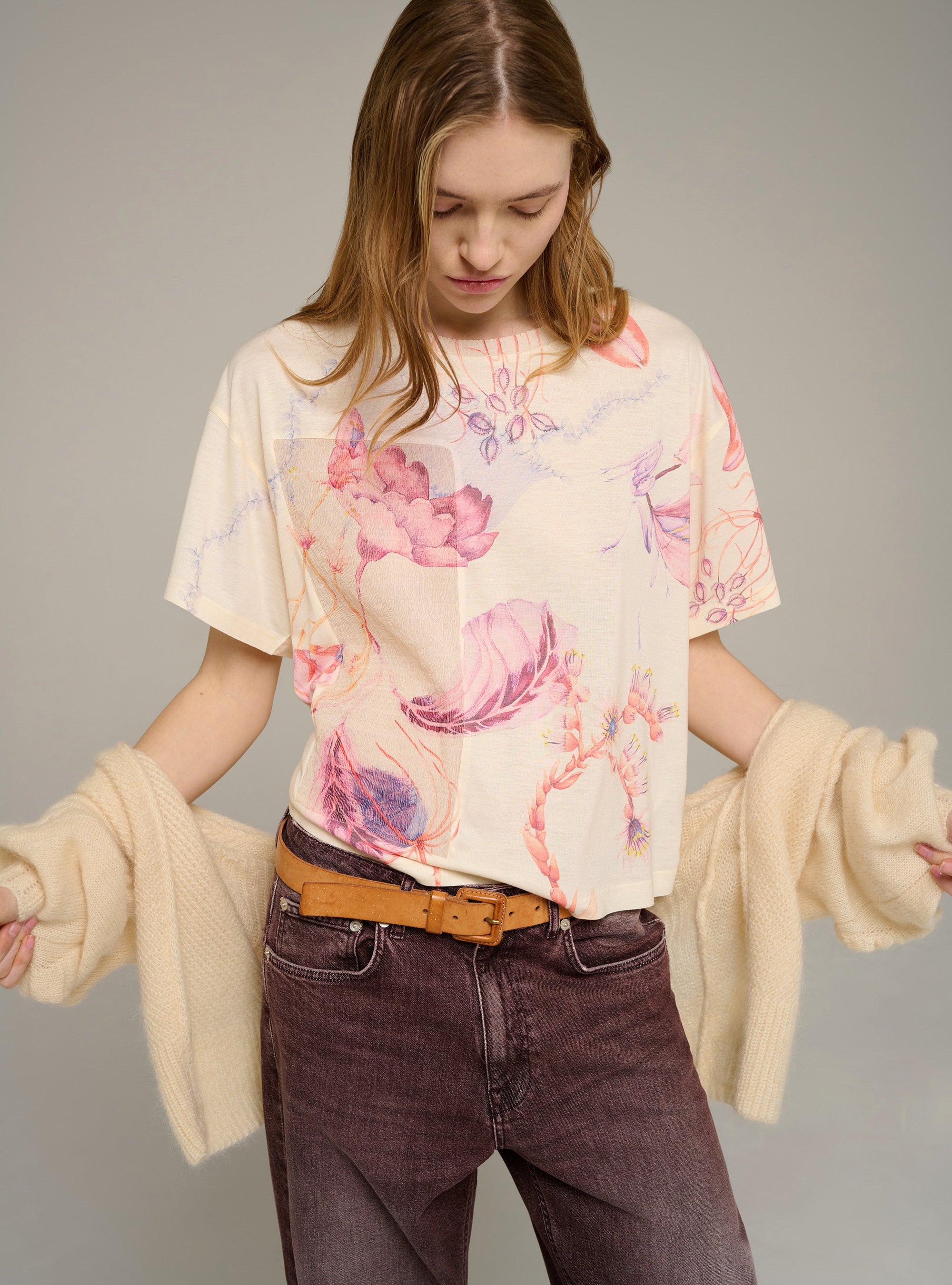 Cotélac tee-shirt imprimé grosses fleurs