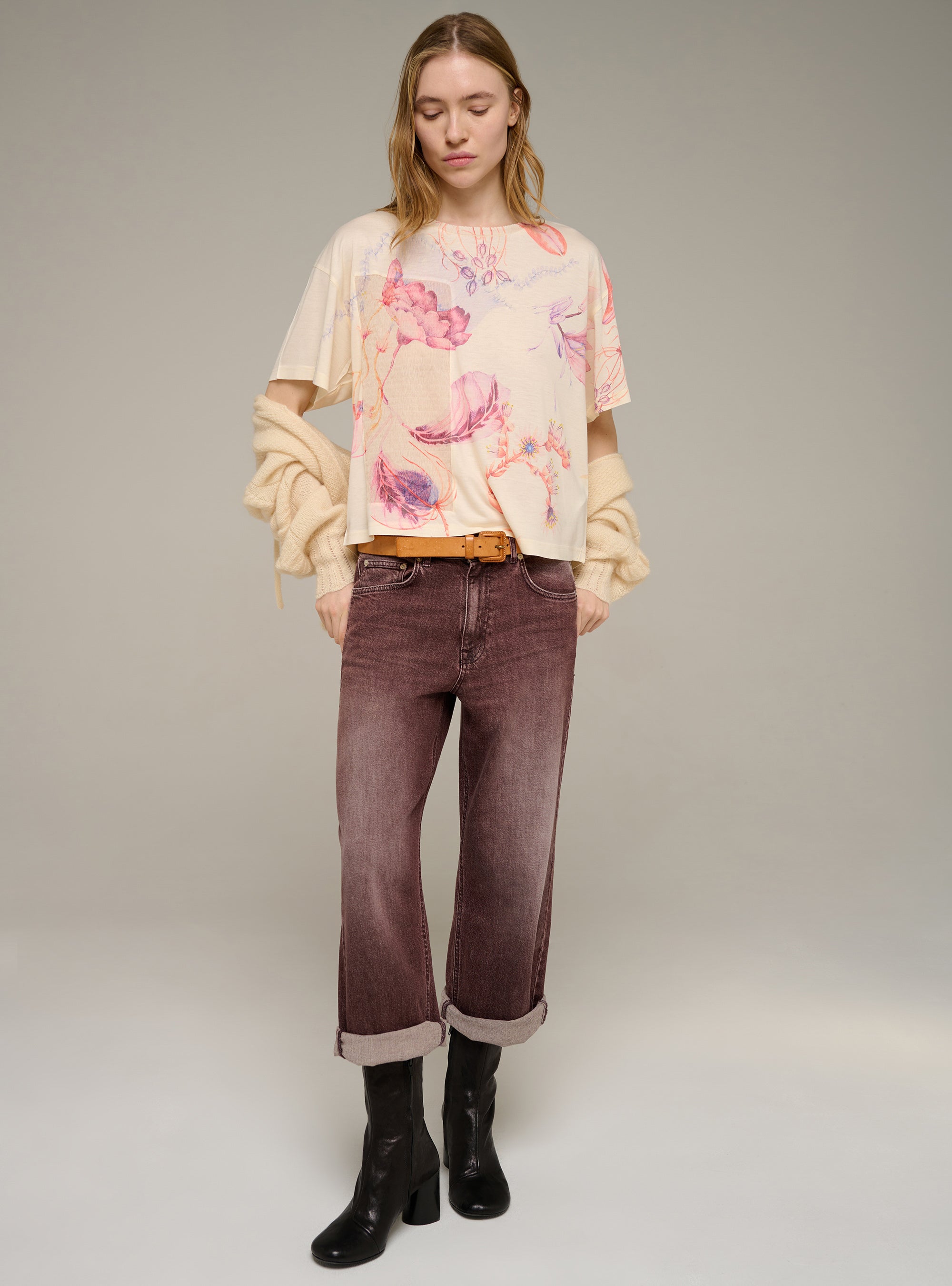 Cotélac tee-shirt imprimé grosses fleurs