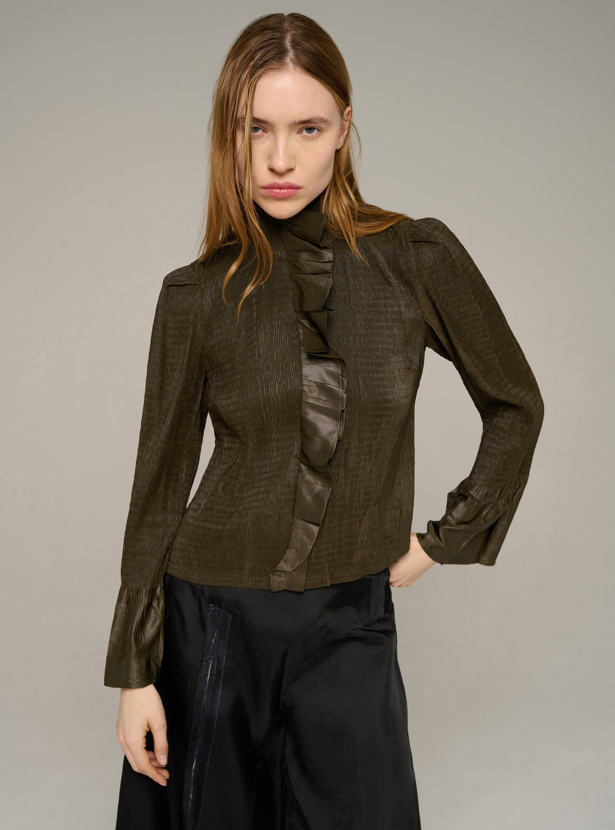 Chemise ajustée manches longues plissée Cotélac