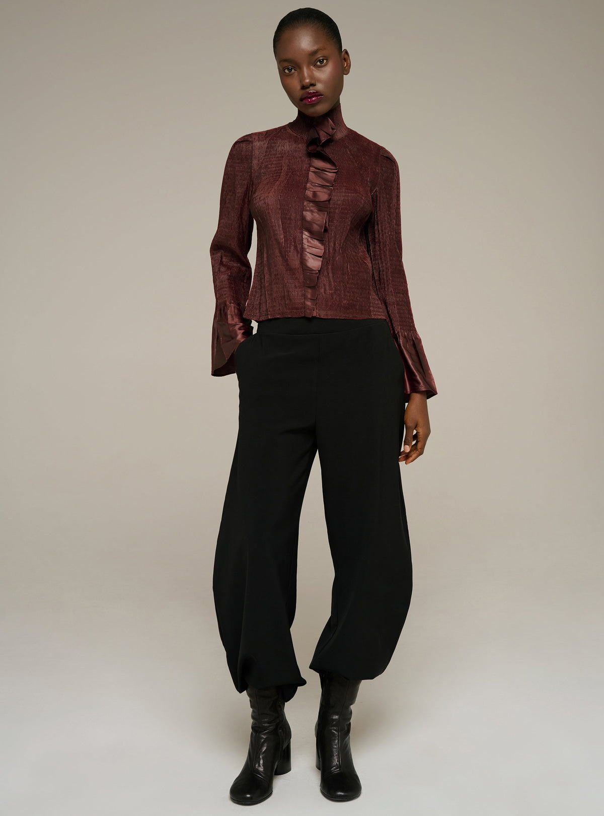 Chemise ajustée manches longues plissée Cotélac