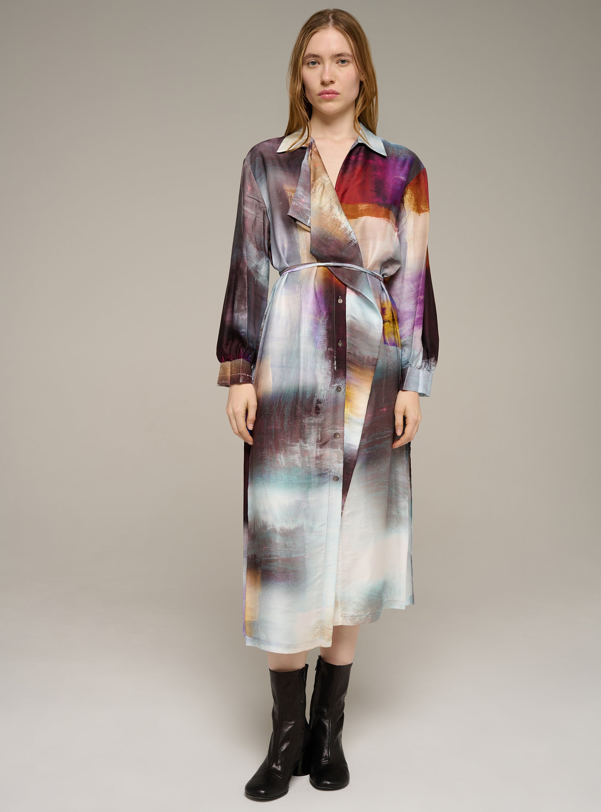 Cotélac robe chemise manches longues imprimée