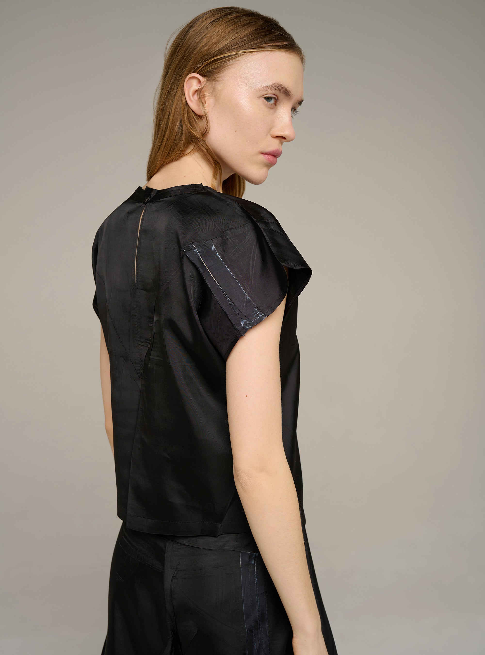 Cotélac blouse droite sans manches imprimée