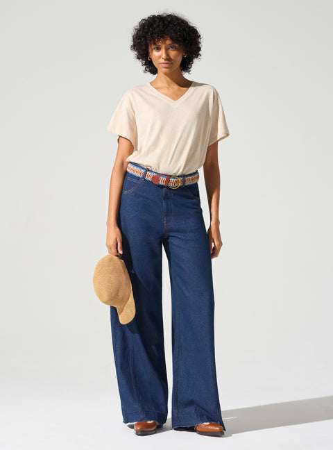 Jean large taille haute