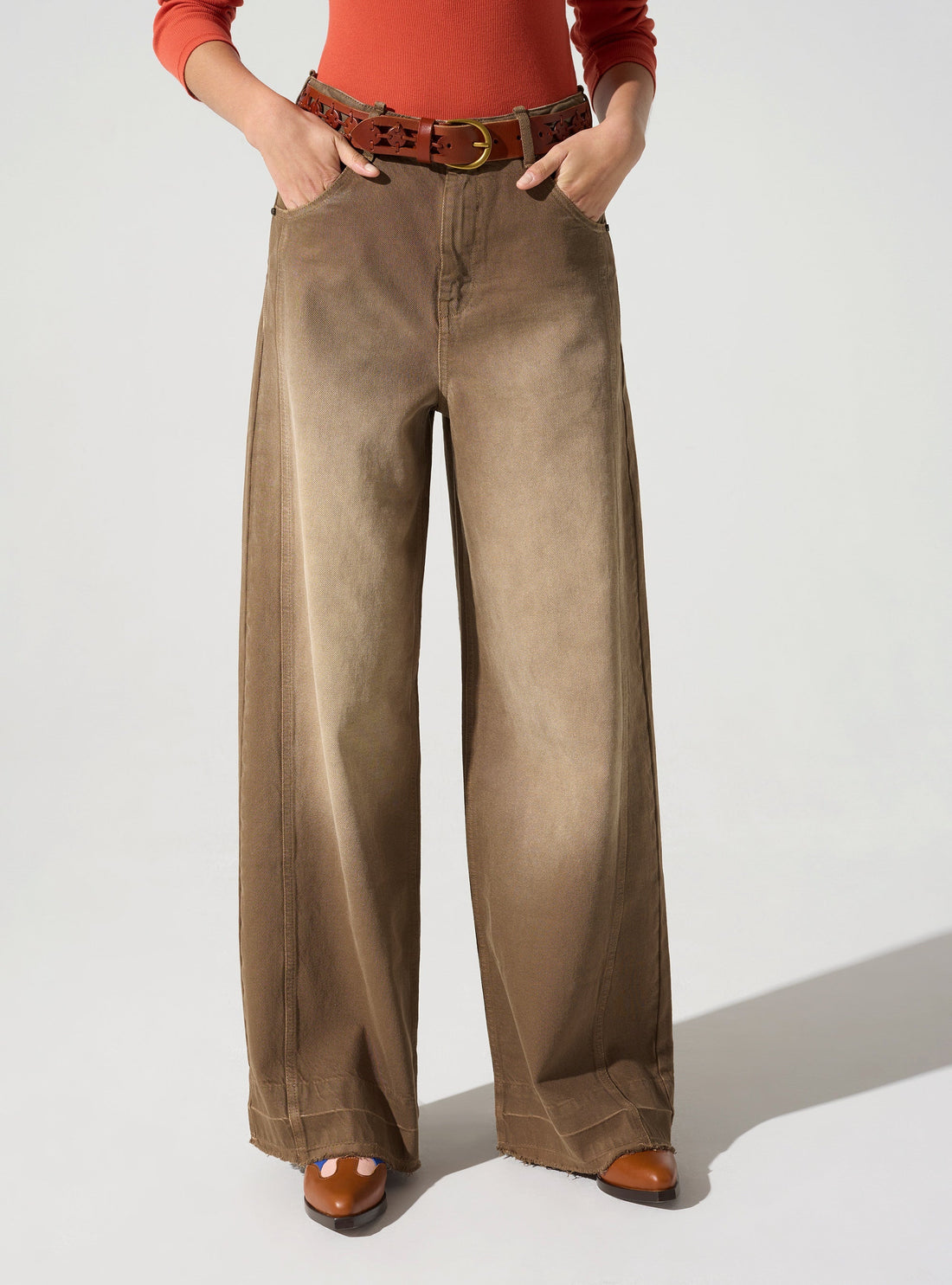 Jean large taille haute acoté 