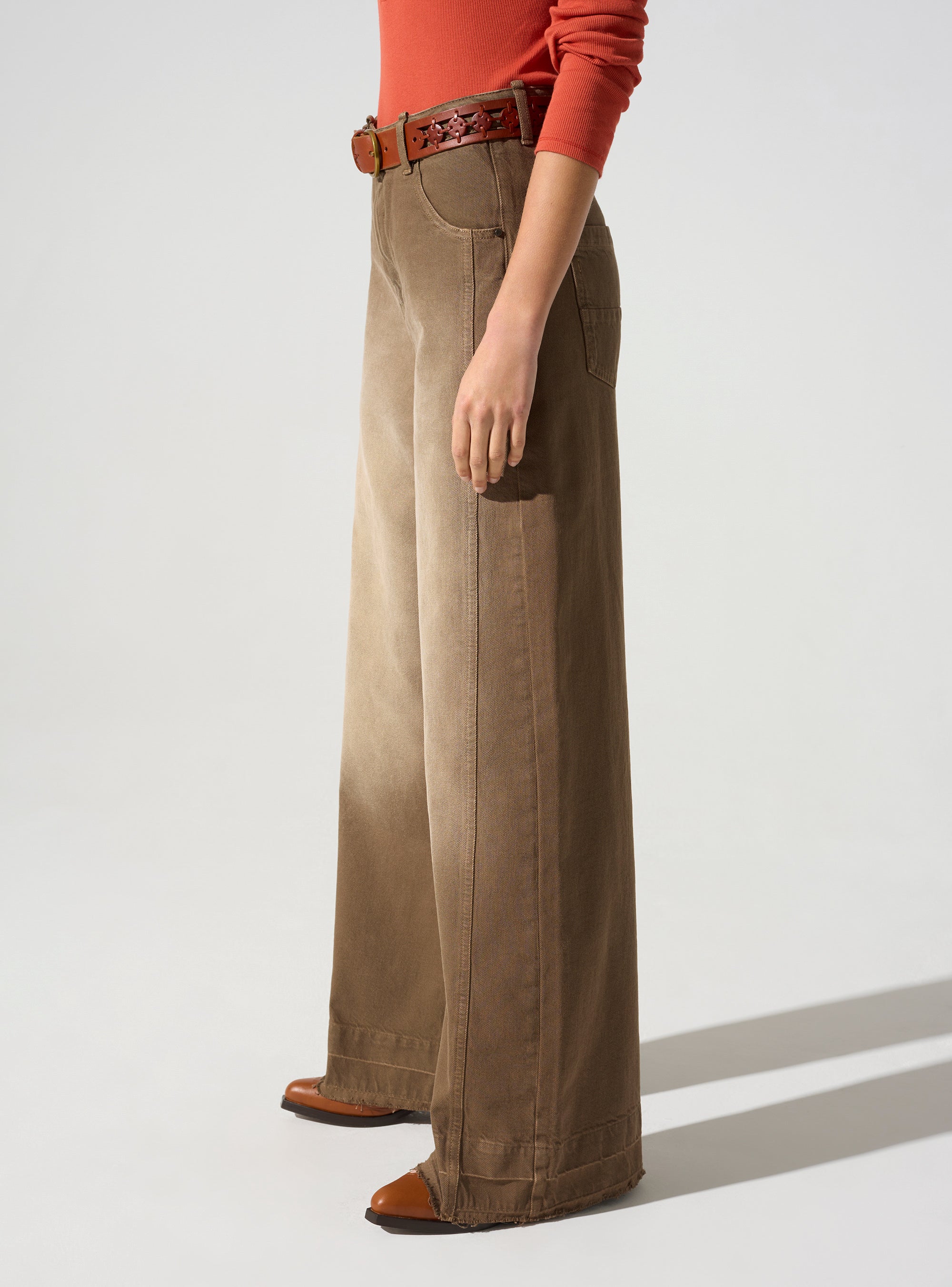 Jean large taille haute acoté 