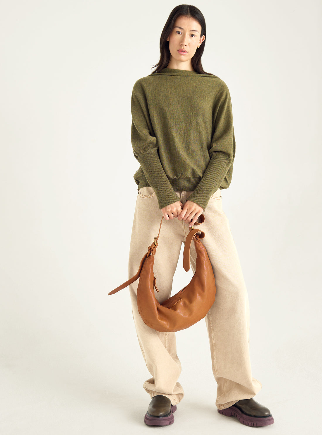 Pull oversize à col drapé