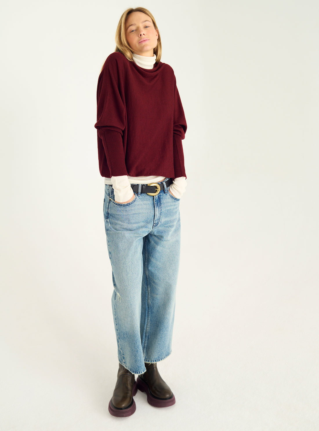 Pull oversize à col drapé