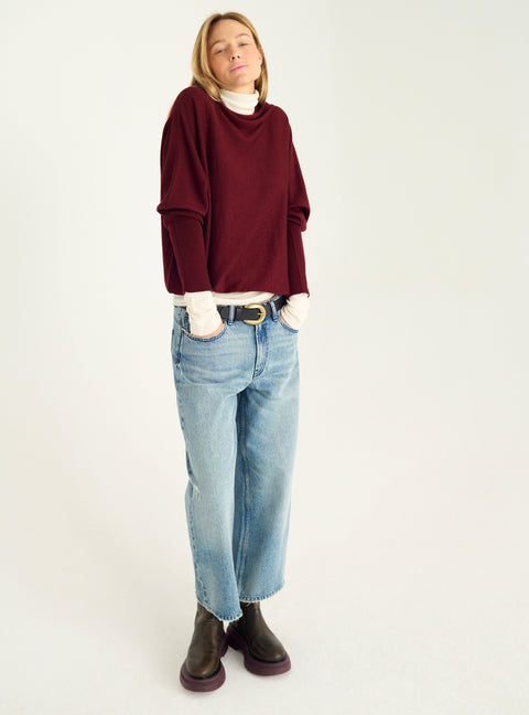 Pull oversize à col drapé