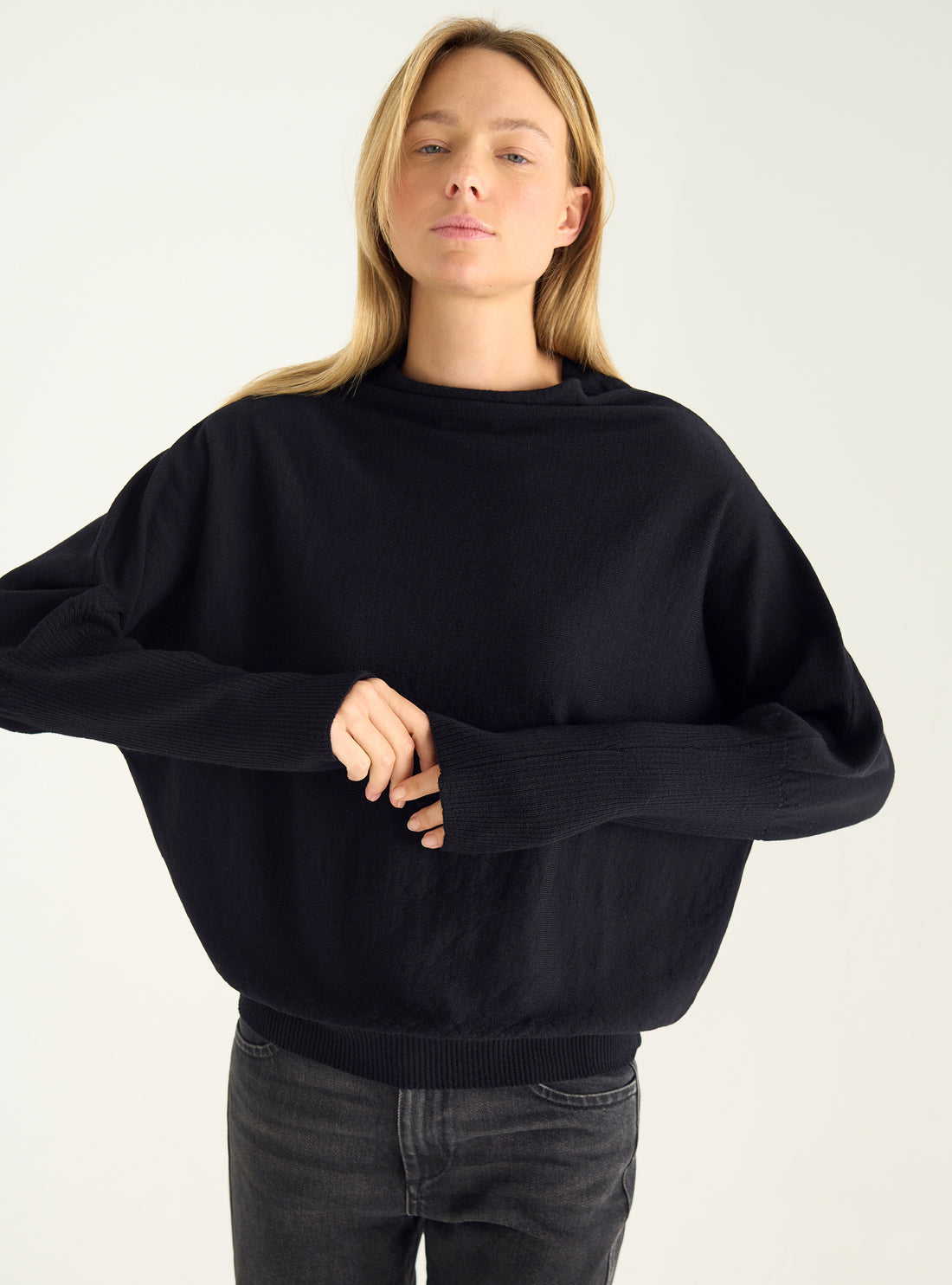 Pull oversize à col drapé