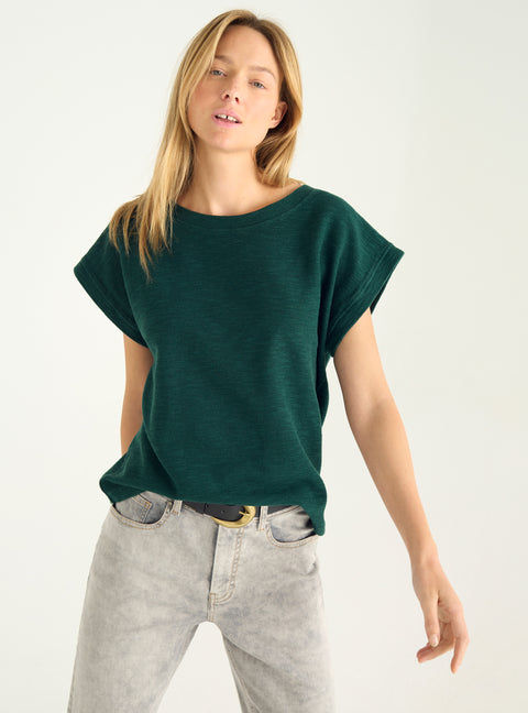 T-shirt ample en interlock flammé