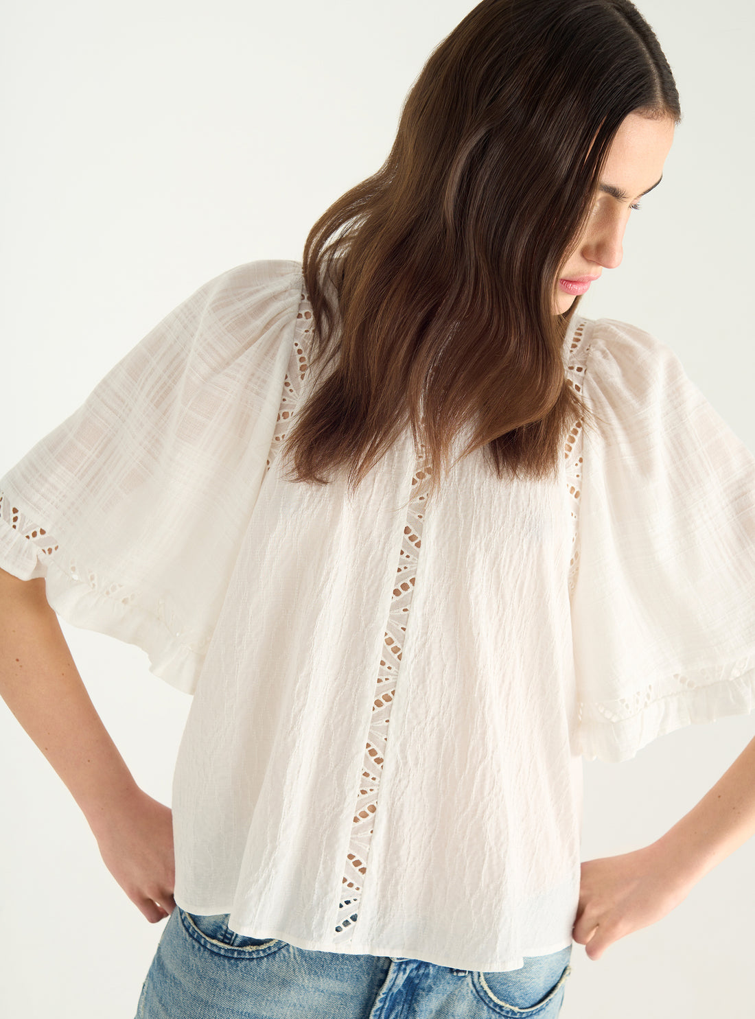 Blouse ample en coton ajouré