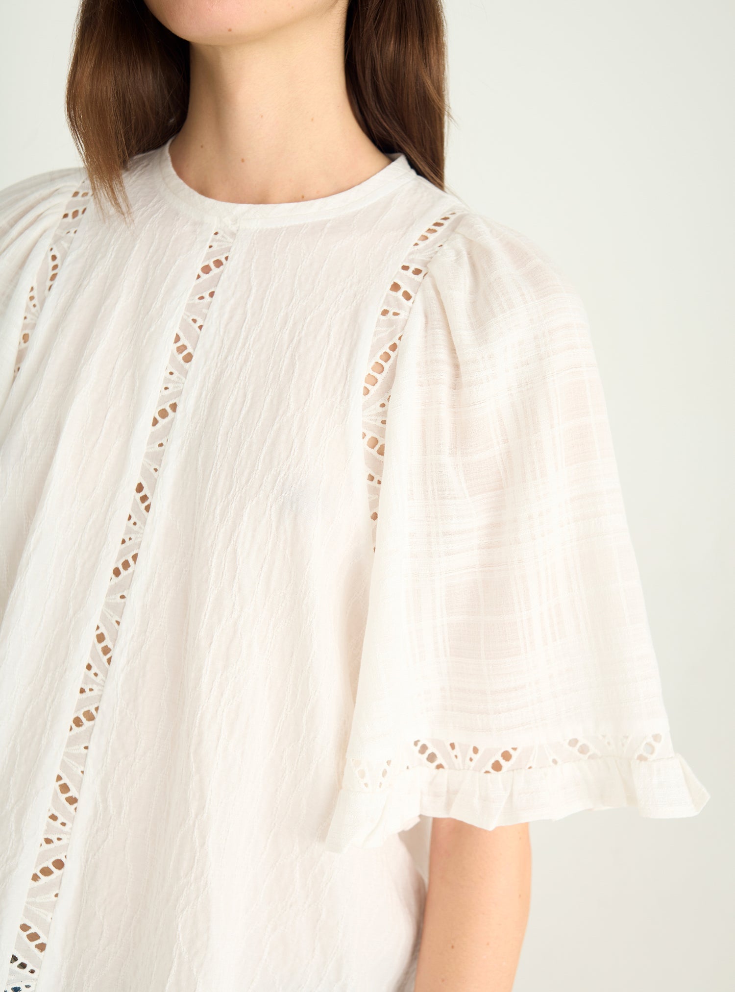 Blouse ample en coton ajouré