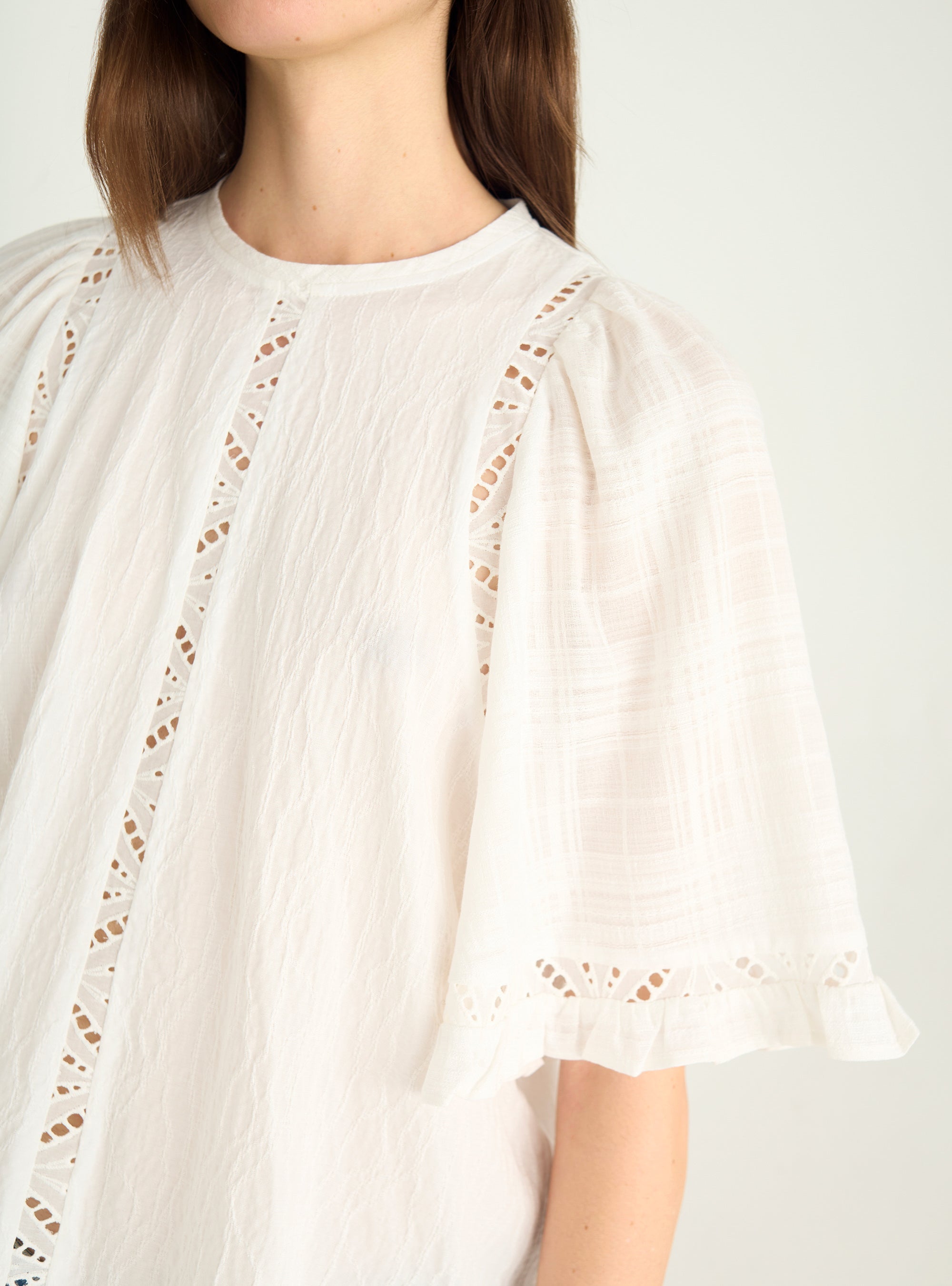 Blouse ample en coton ajouré