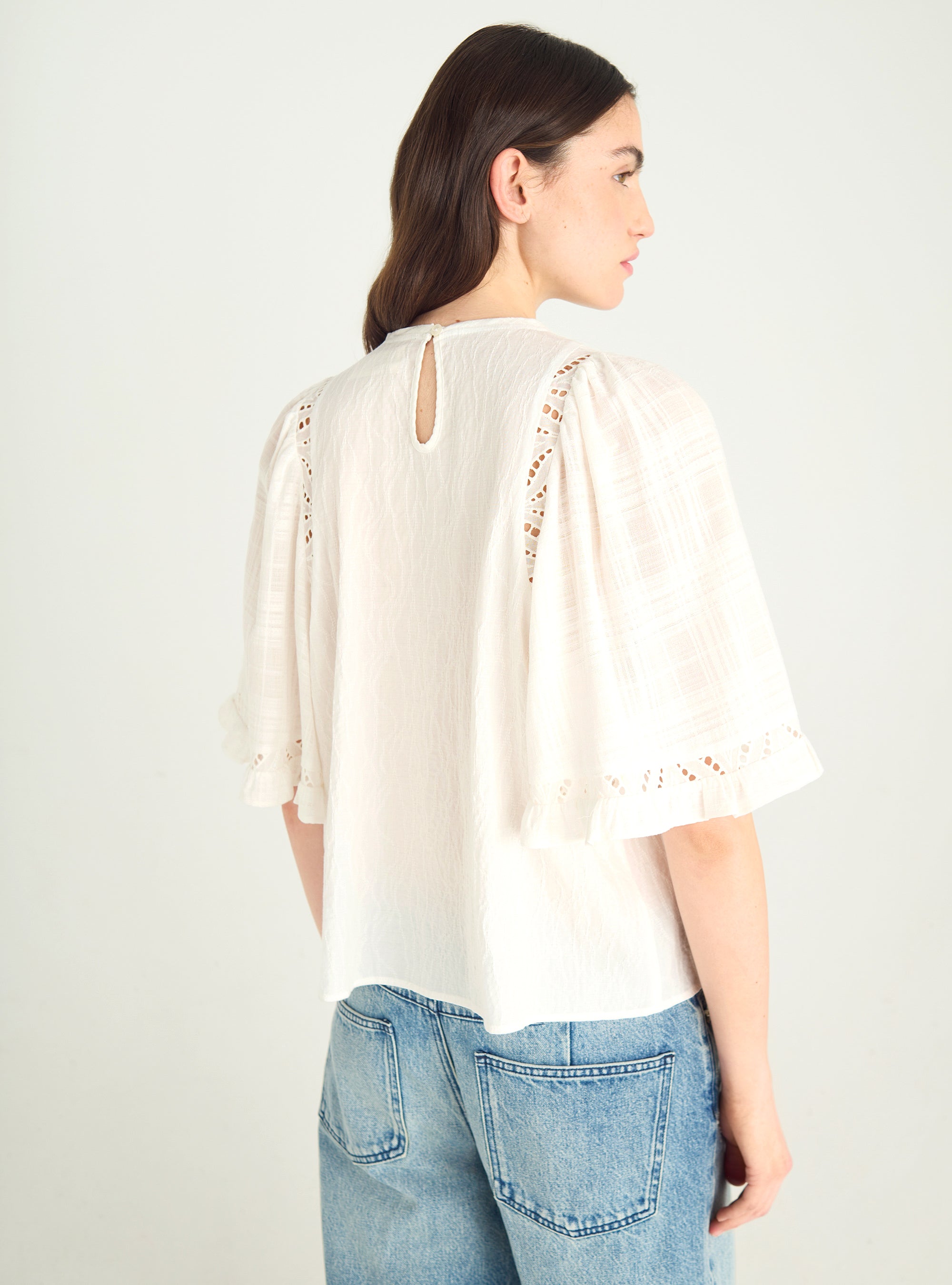 Blouse ample en coton ajouré