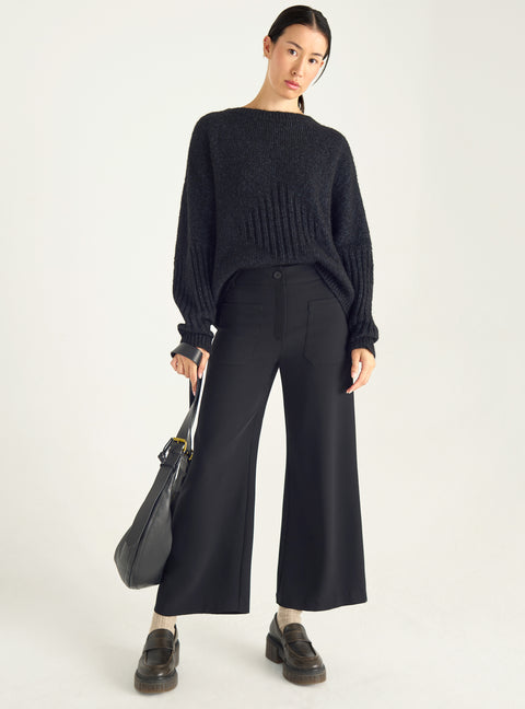 Pantalon crop taille haute