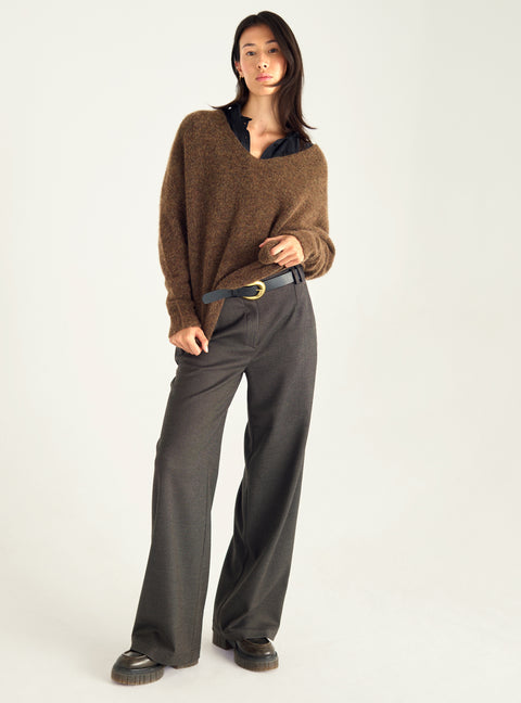 Pantalon large taille haute