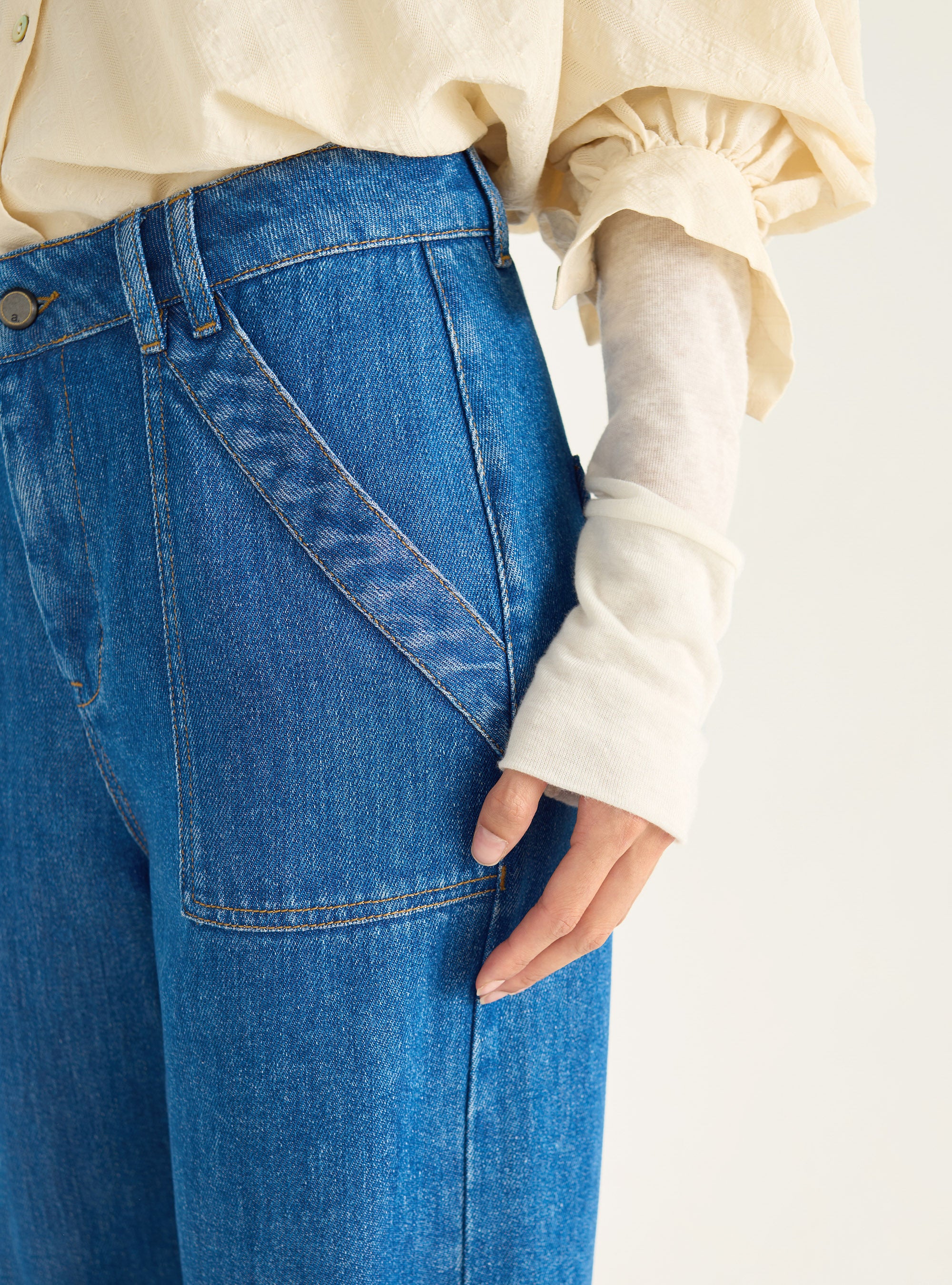 Jean &quot;mum fit&quot; en denim fluide
