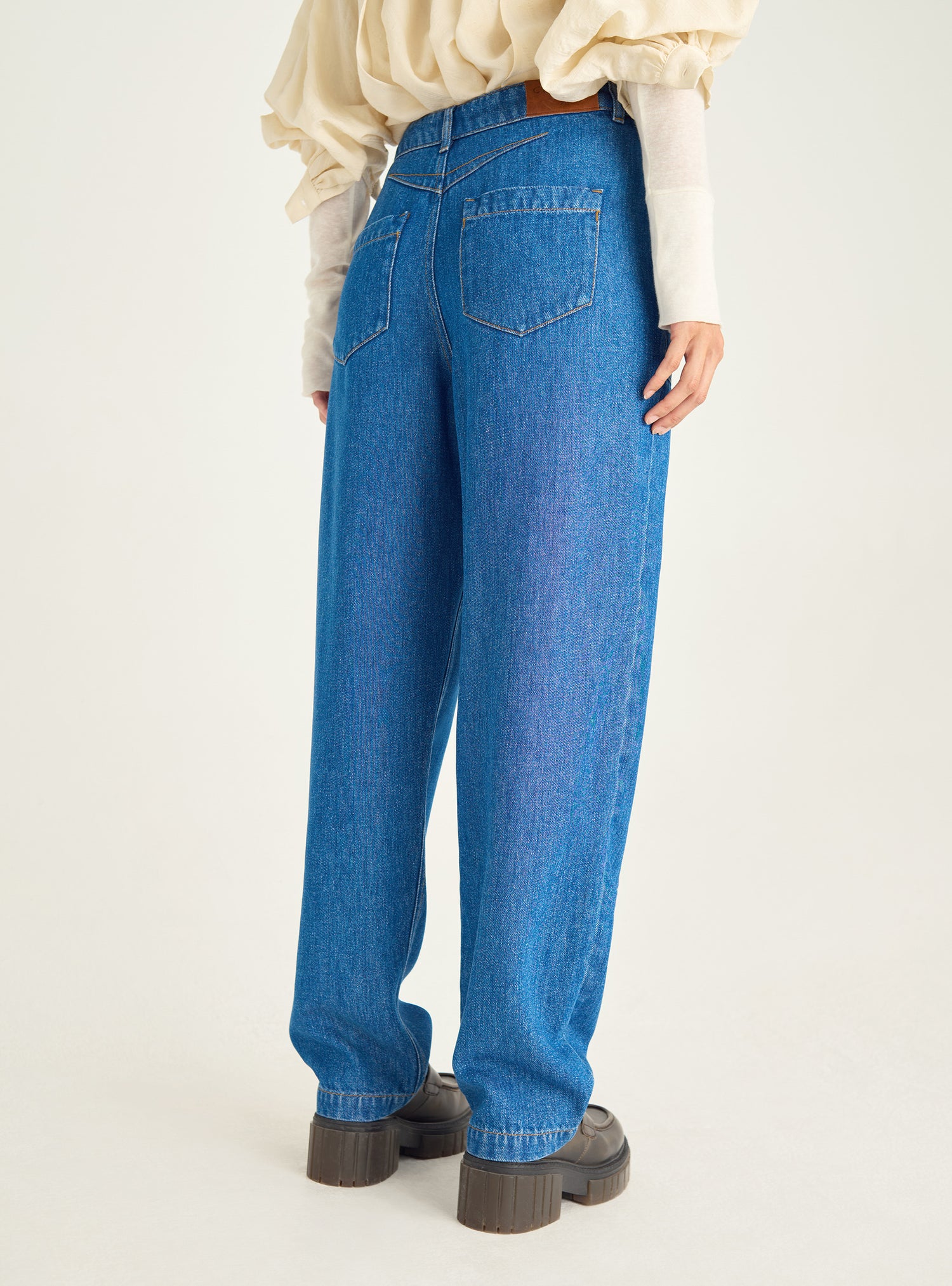 Jean &quot;mum fit&quot; en denim fluide