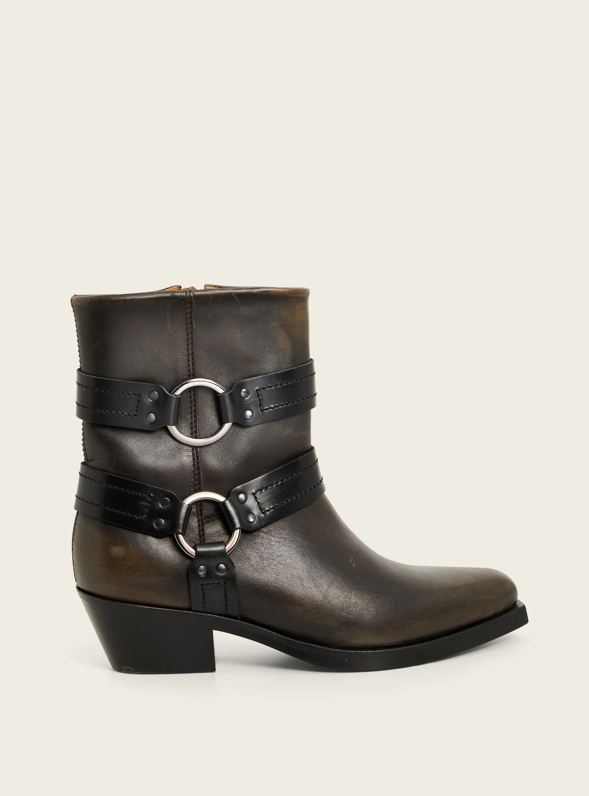 Bottines en cuir patiné