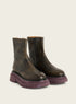Bottines en cuir noir patiné
