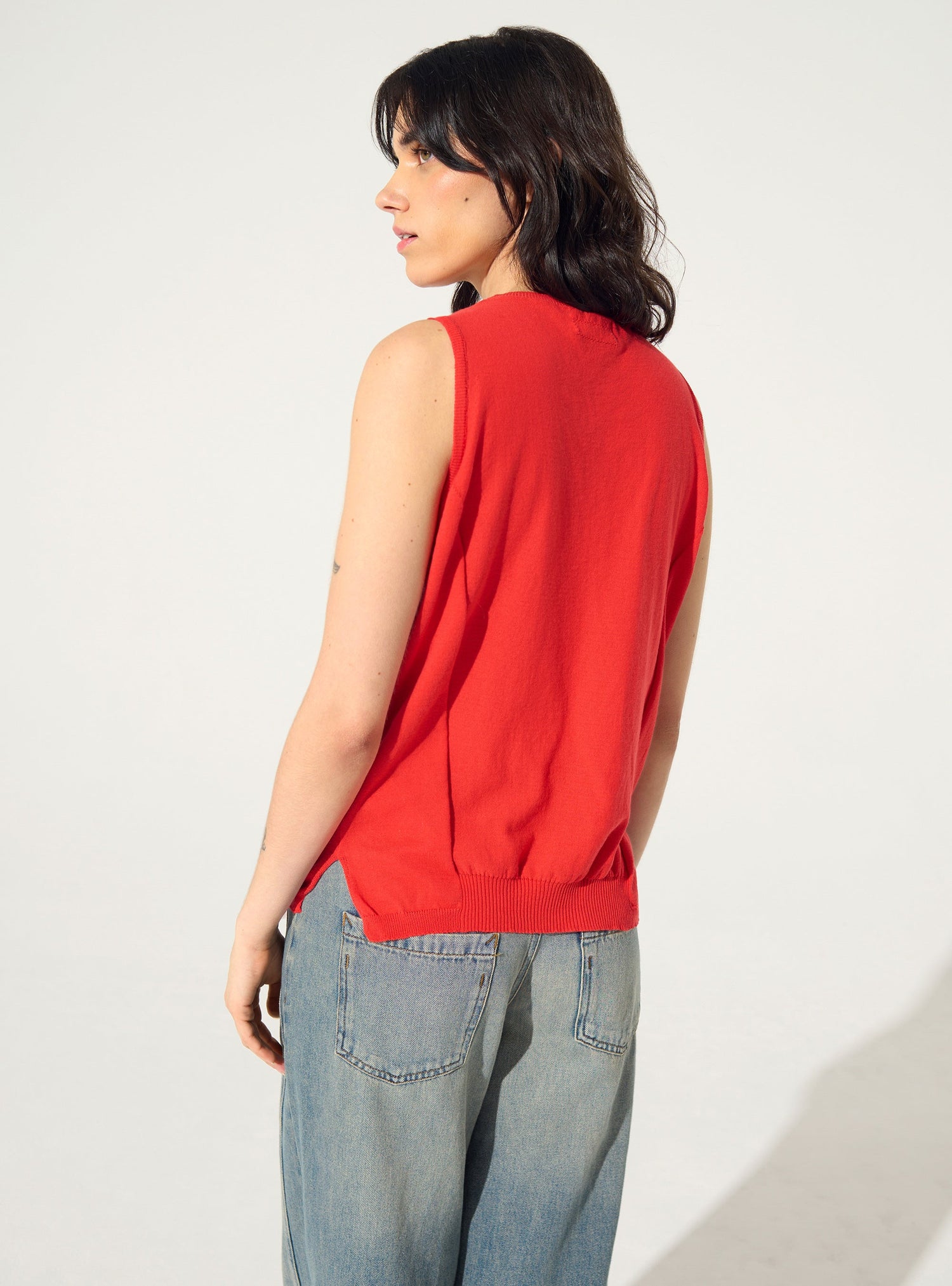 Red cotton tank top