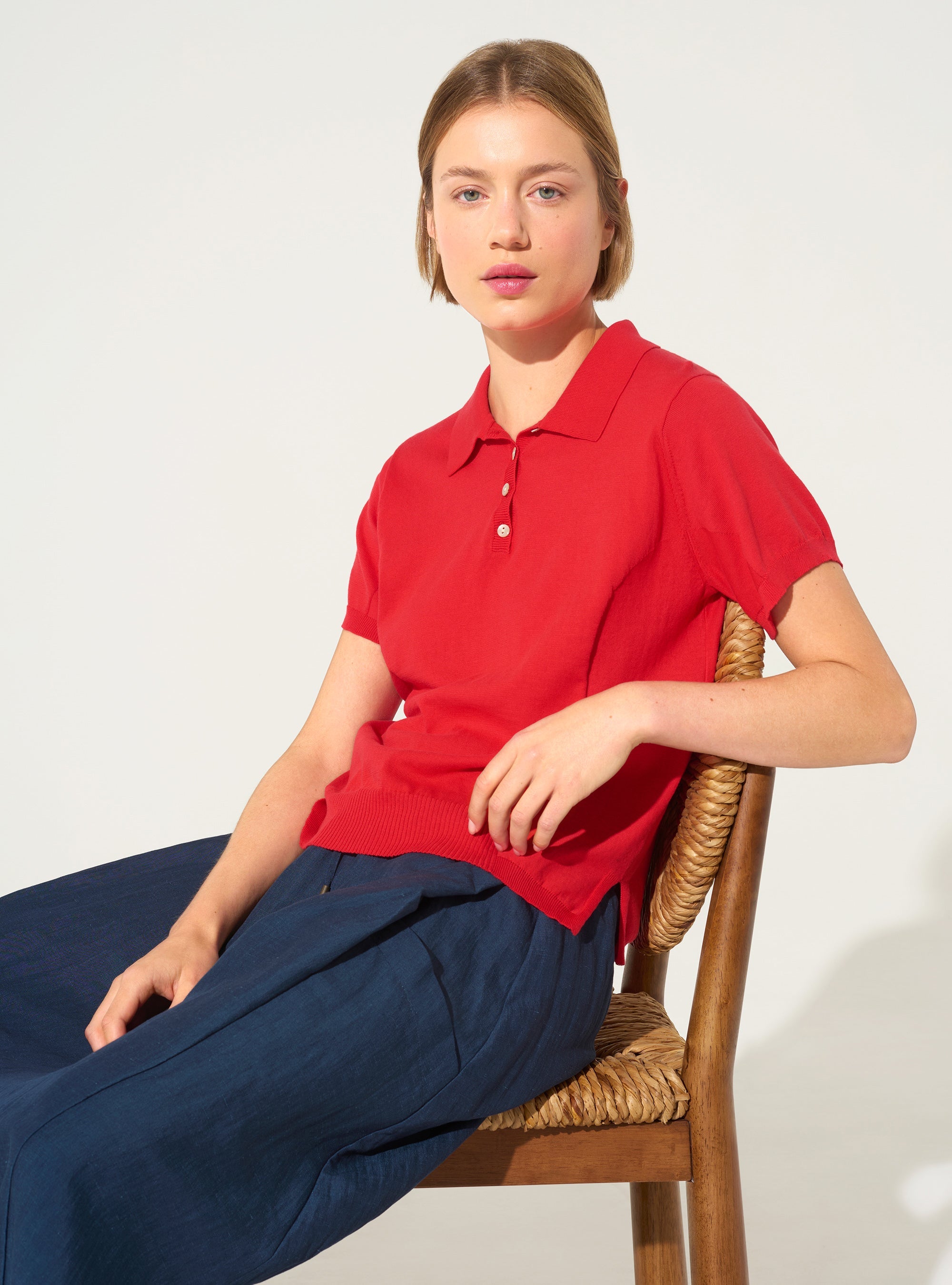 red organic cotton polo shirt