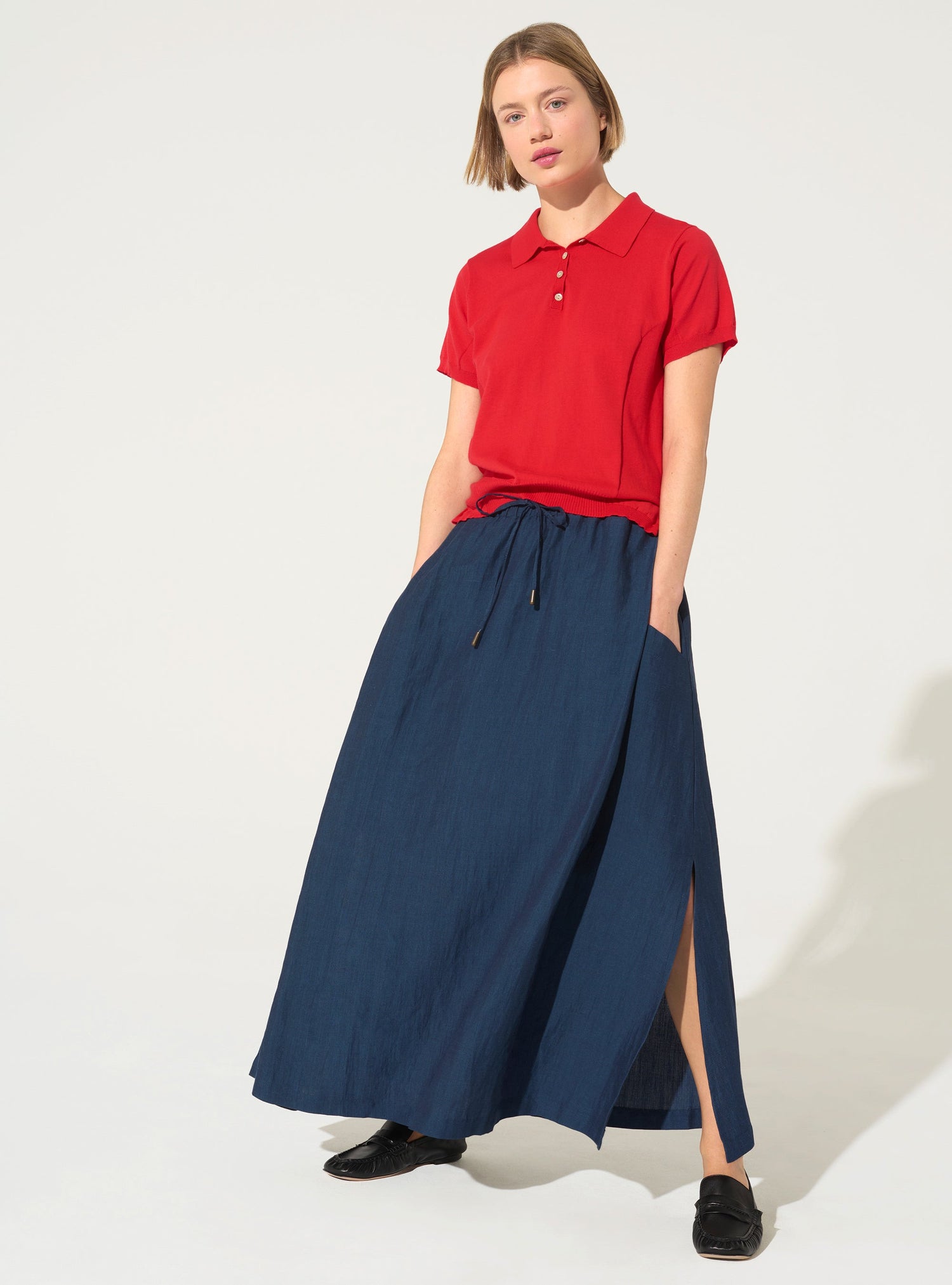 red organic cotton polo shirt