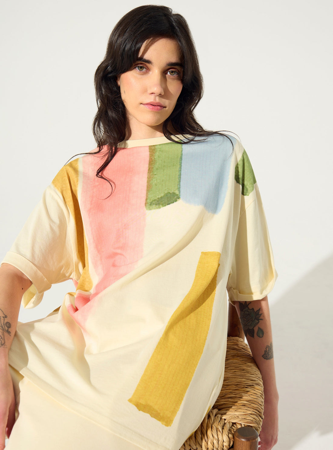 T-shirt imprimé maison en coton bio acoté 