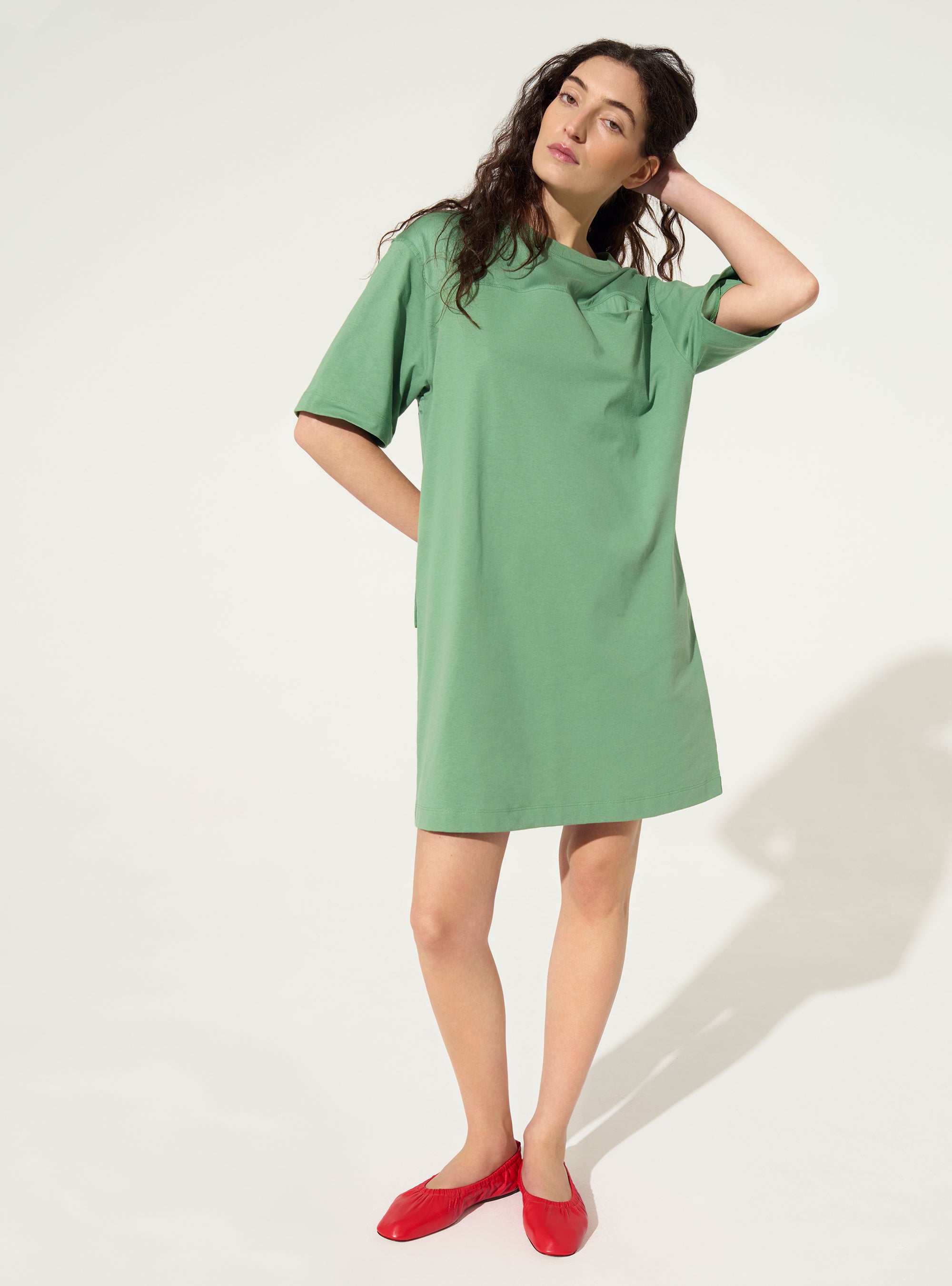 Green organic cotton t-shirt dress