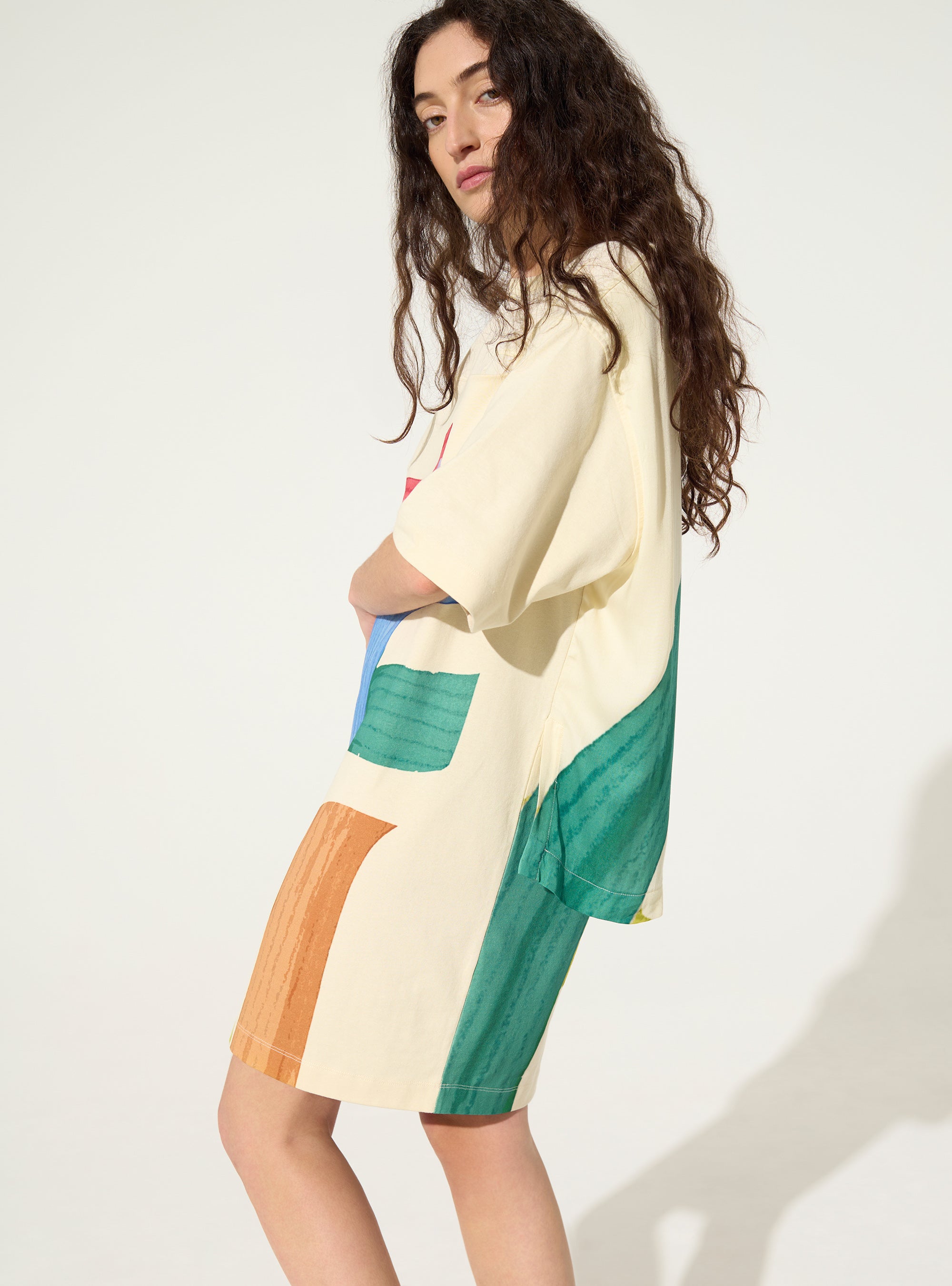 weißes bedrucktes Kleid aus Bio-Baumwolle