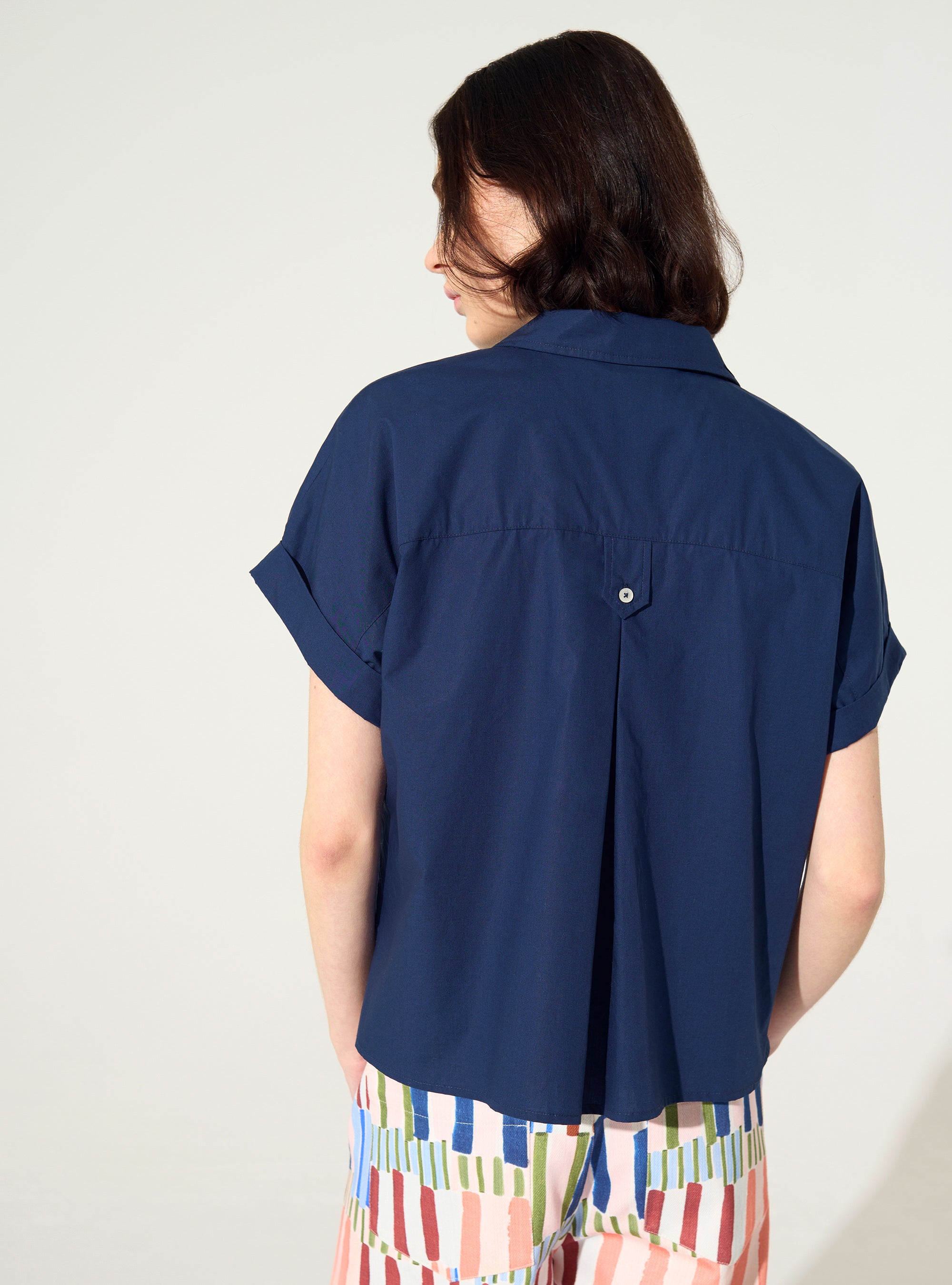 Chemise oversize en coton biologique bleu