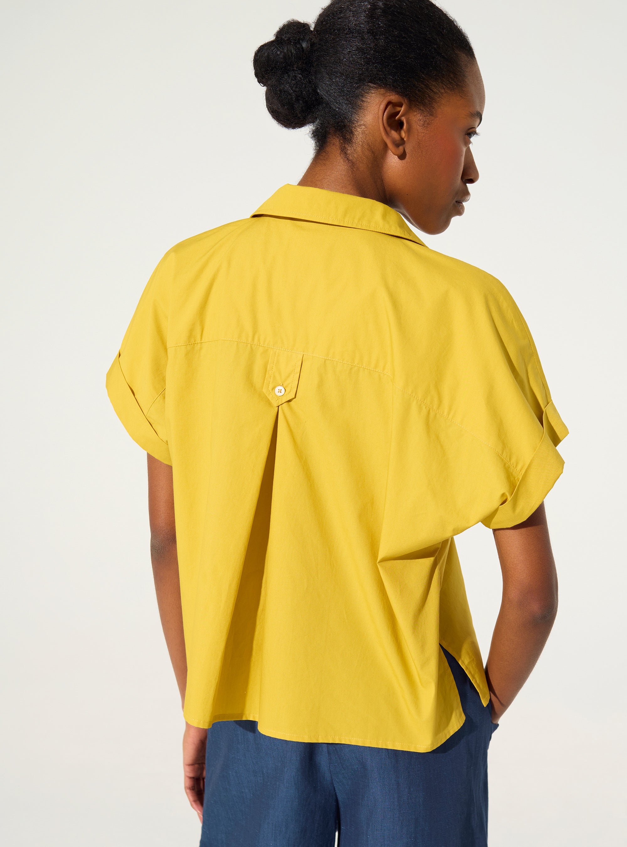 Chemise oversize en coton biologique jaune acoté 