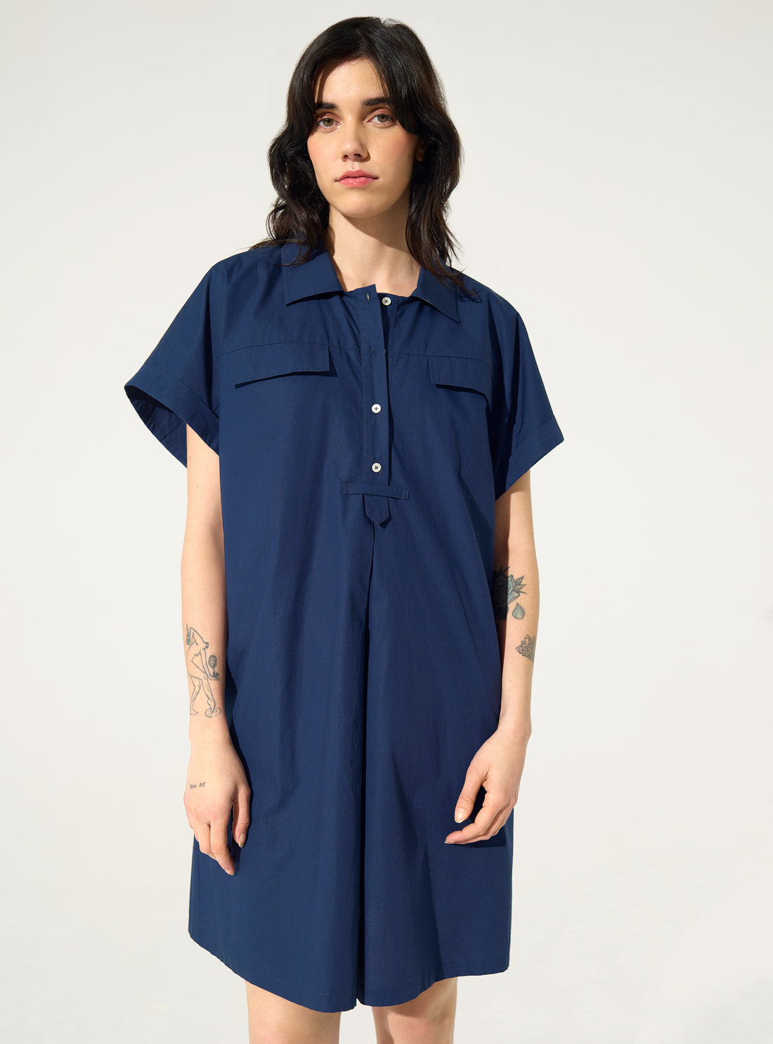 Robe oversized en coton biologique bleu