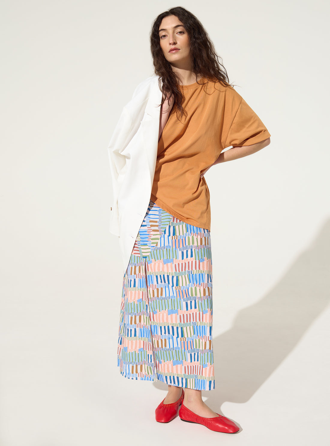 Jupe imprimée en coton bleu