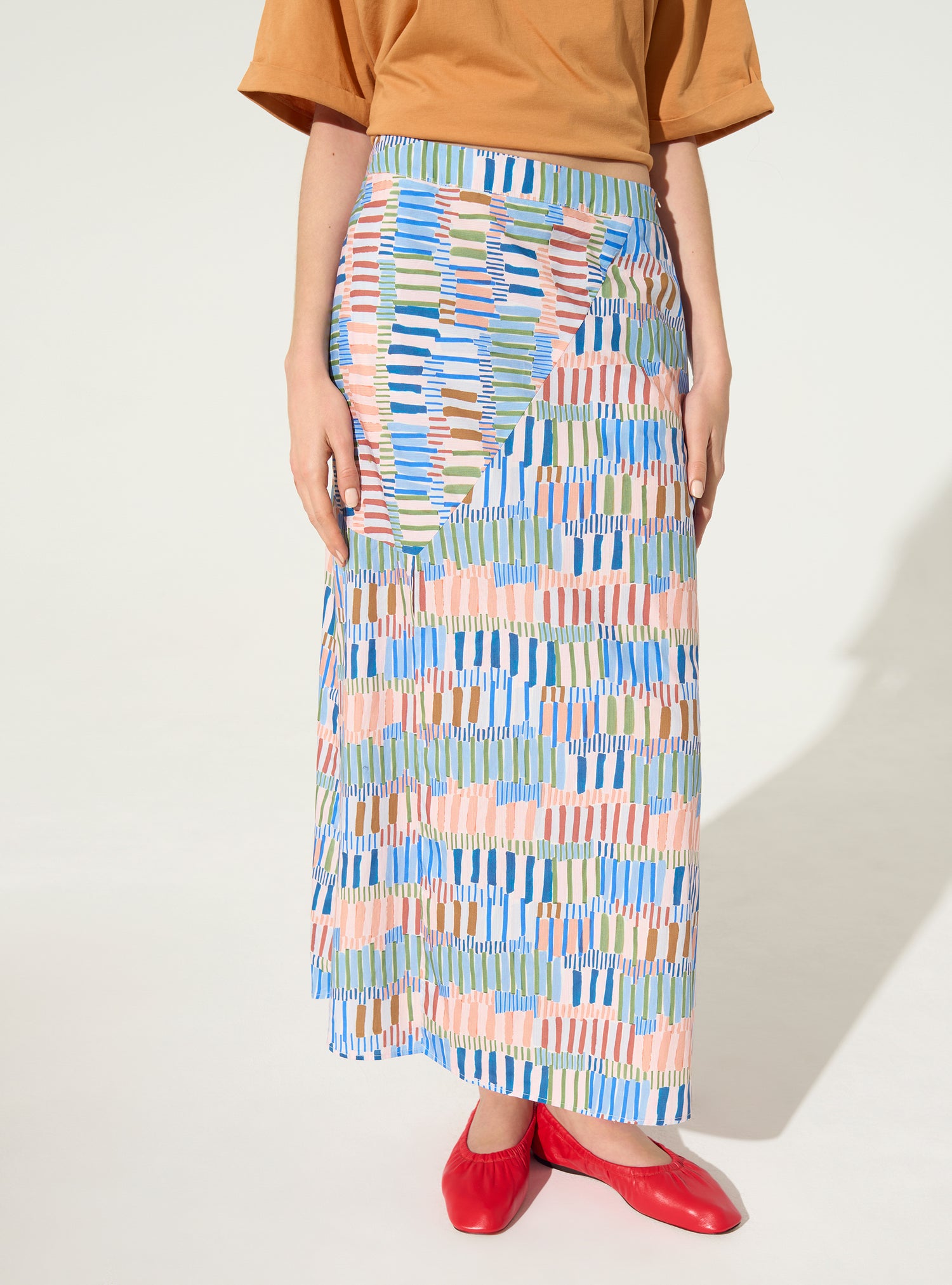 Jupe imprimée en coton bleu