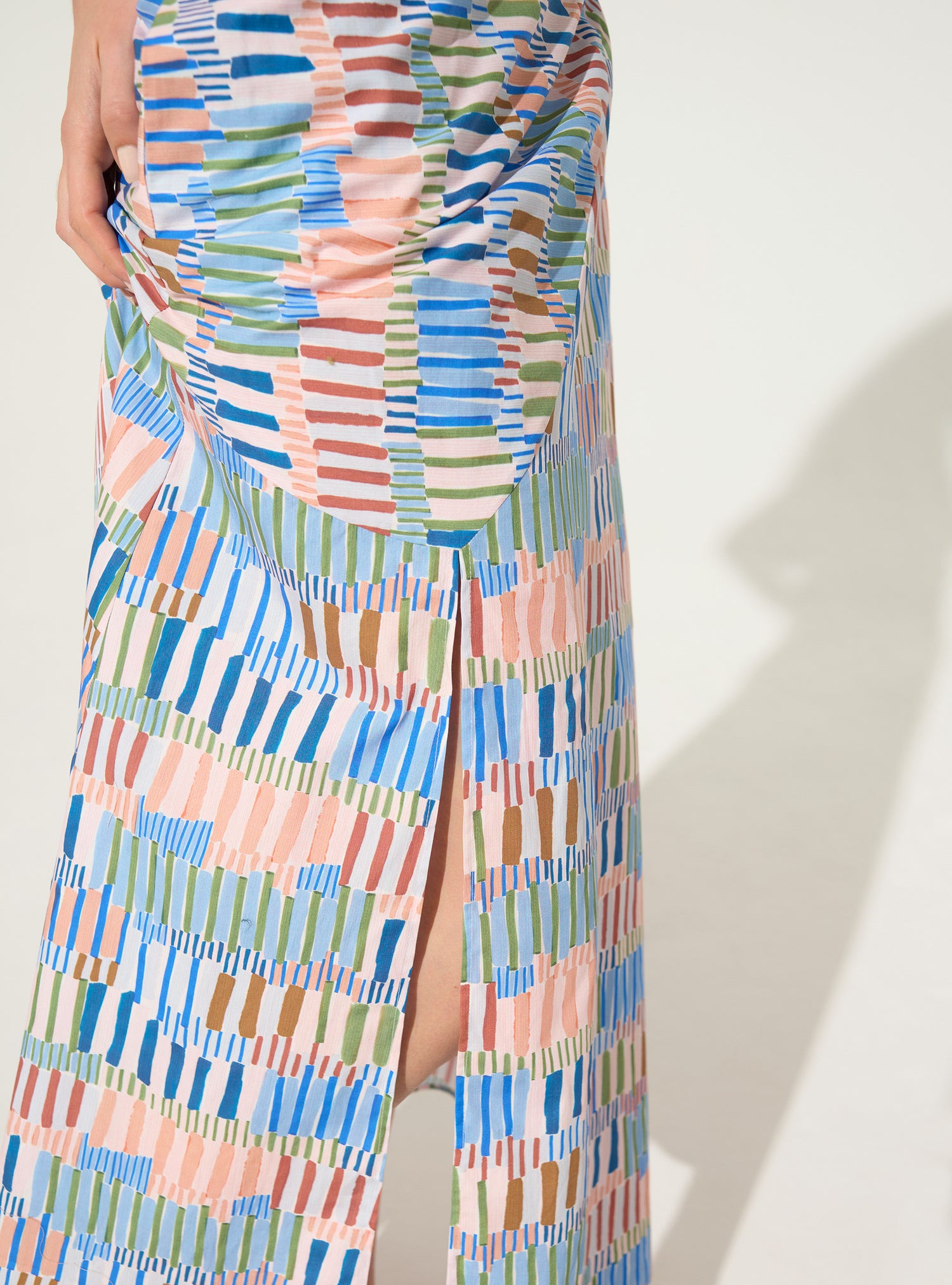 Jupe imprimée en coton bleu