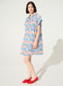 Loose-fitting printed blue cotton dress