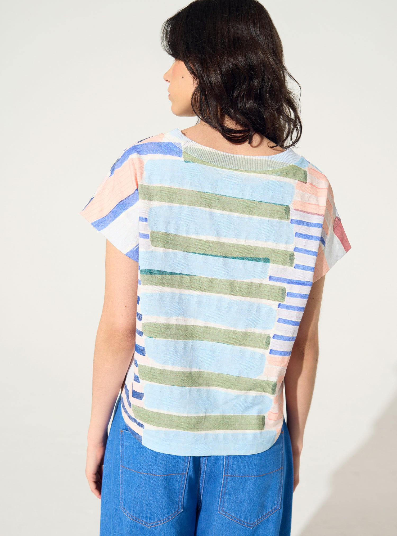 Blouse plissée et sublimée bleue